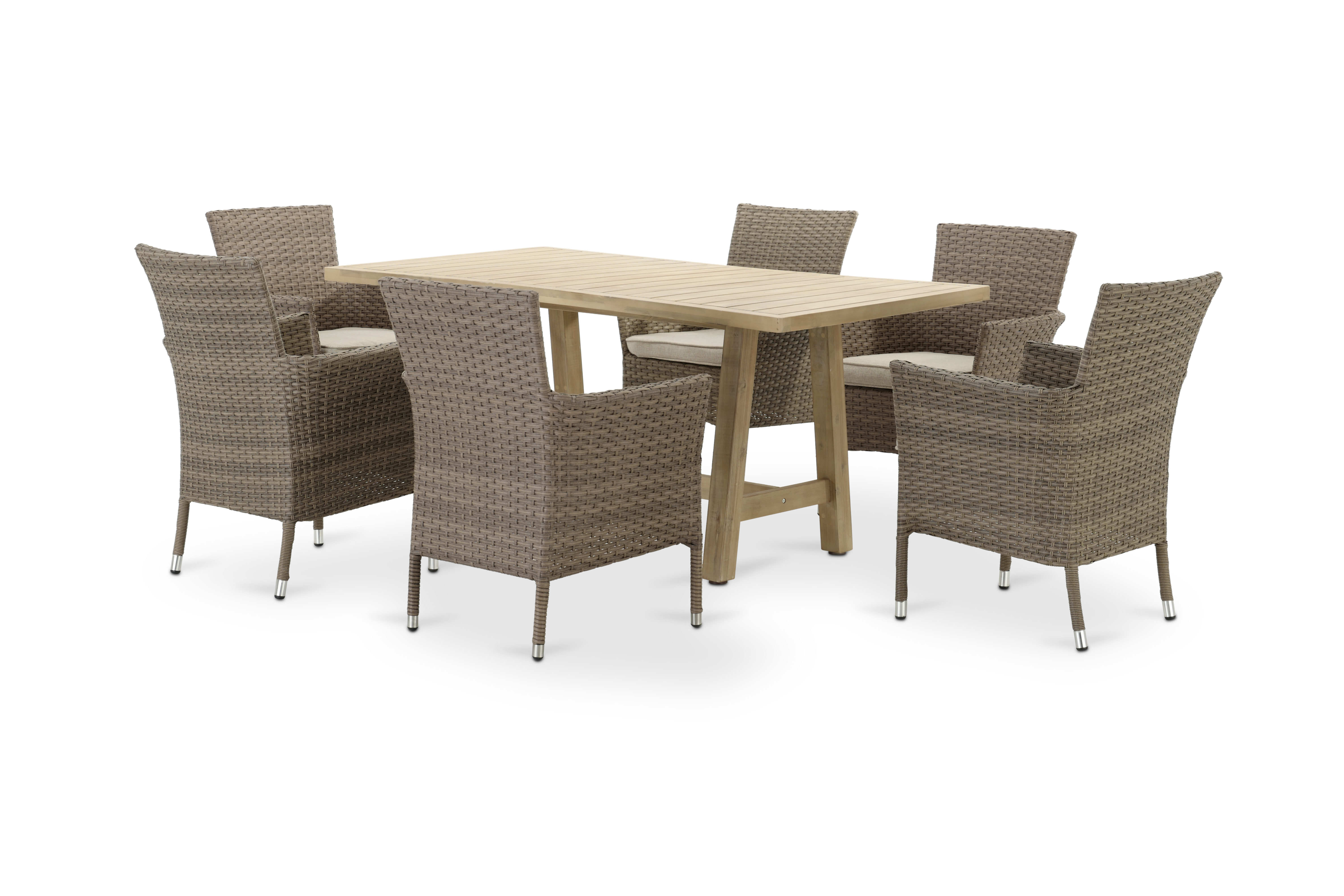 Ensemble jardin table en bois 170x90 et 6 chaises