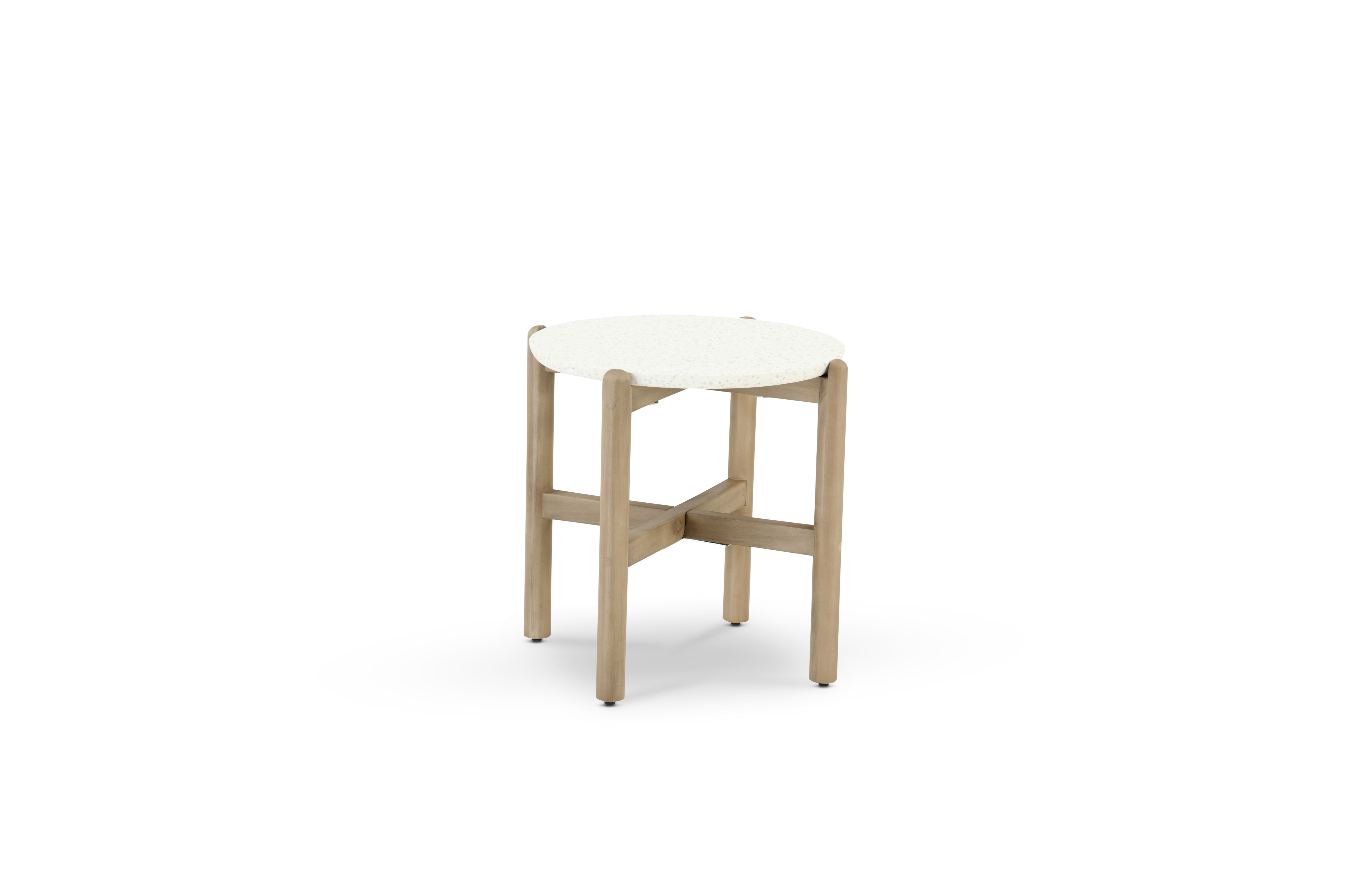 Table basse ronde bois et terrazzo 50cm