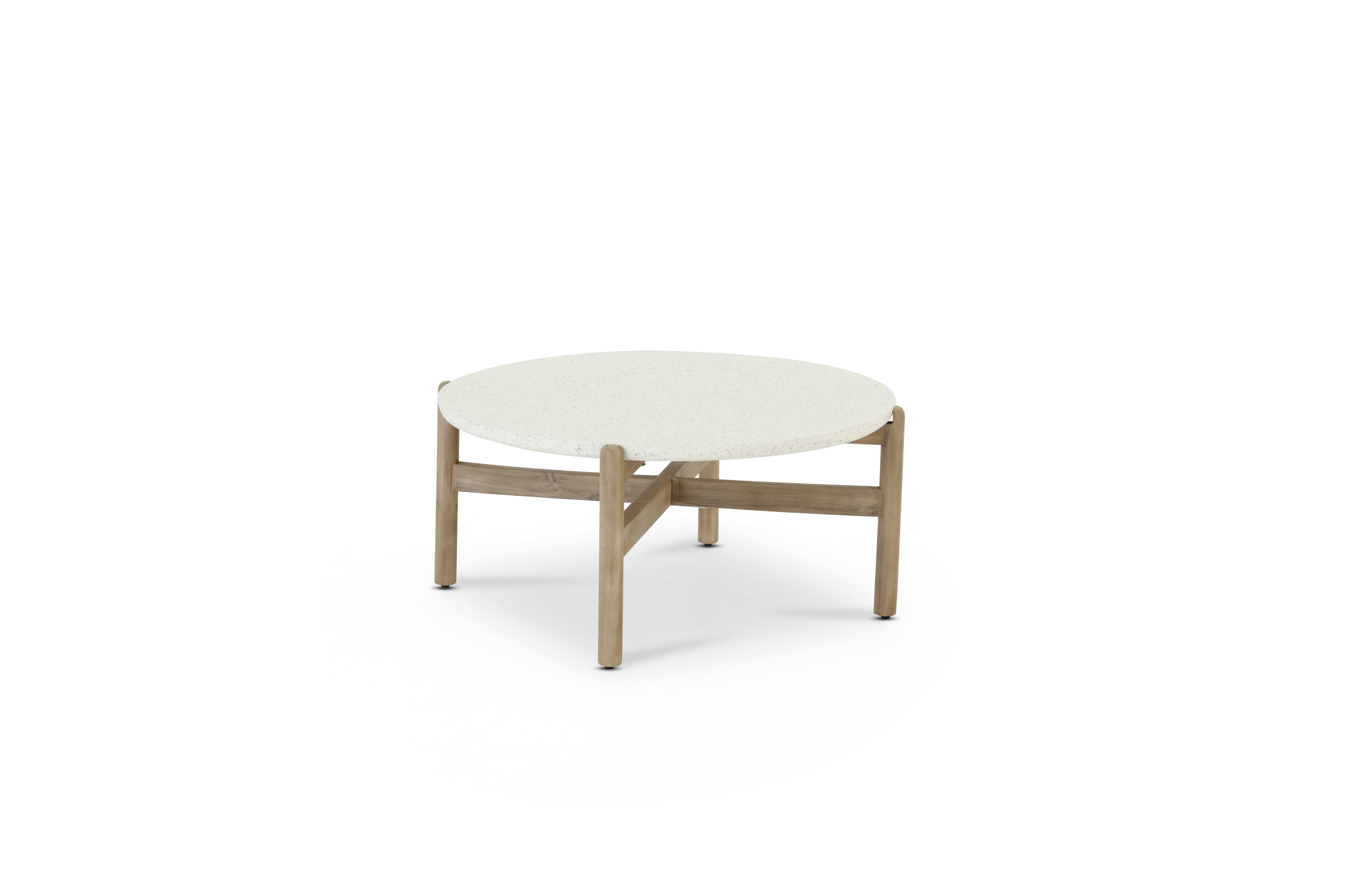 Table basse ronde bois et terrazzo 80cm