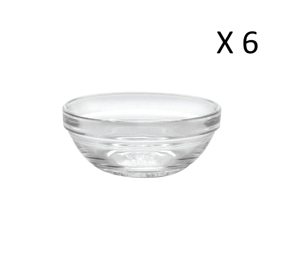 lot de 6 - coupelle empilable 12,5 cl en verre trempé transparent