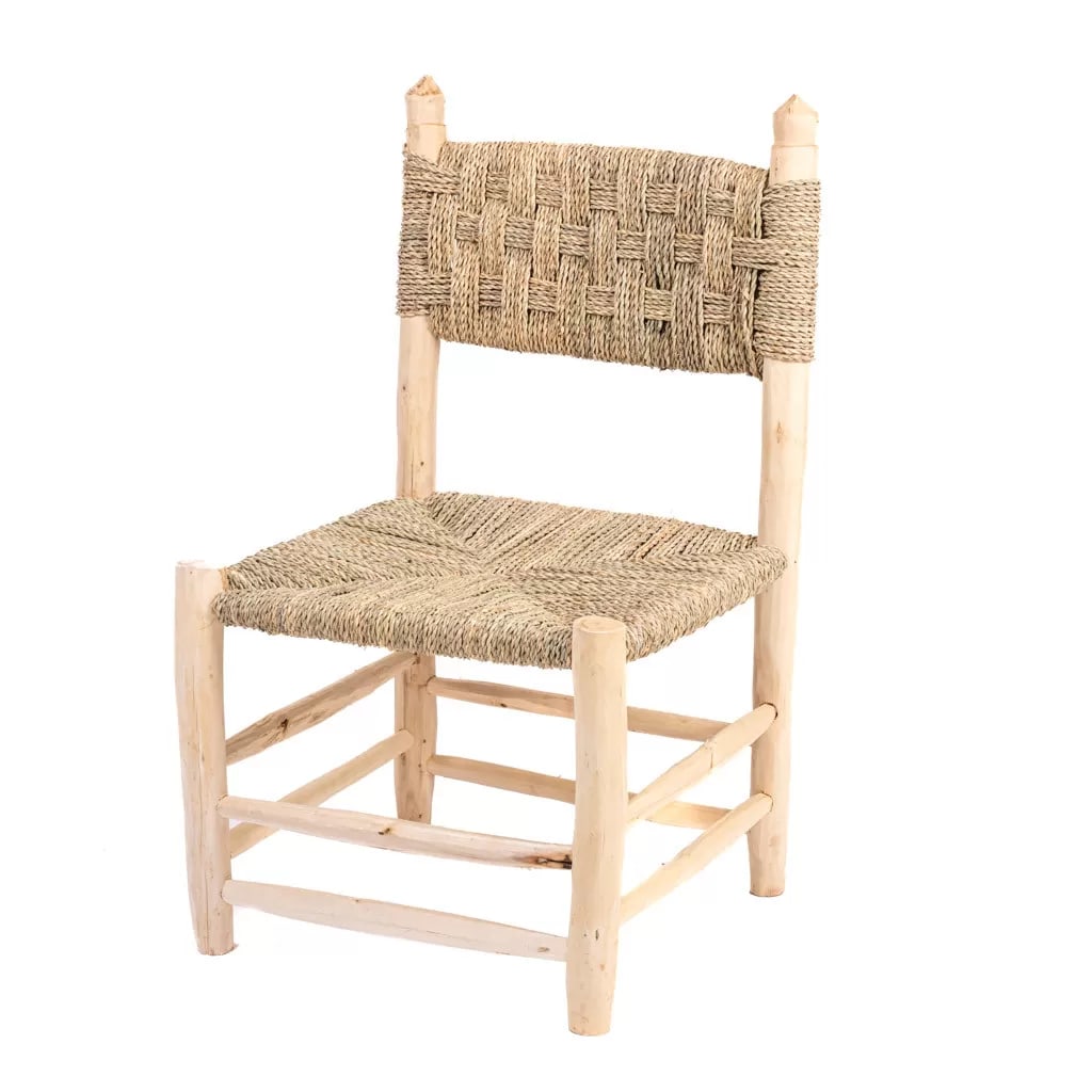 chaise en bois d'eucalyptus & corde 85x50x47