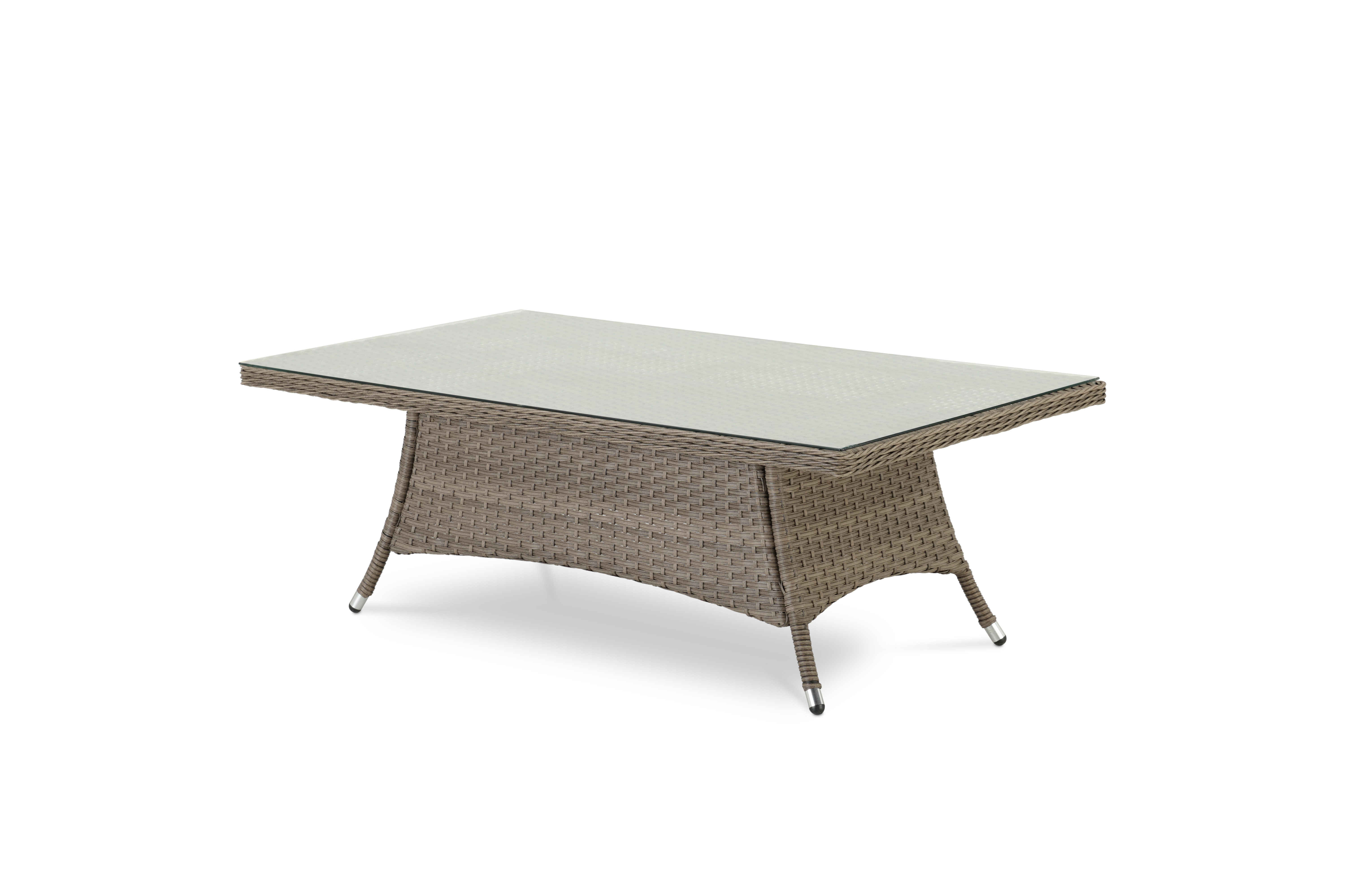 table basse de porche en aluminium et rotin synthétique 140x80x46cm