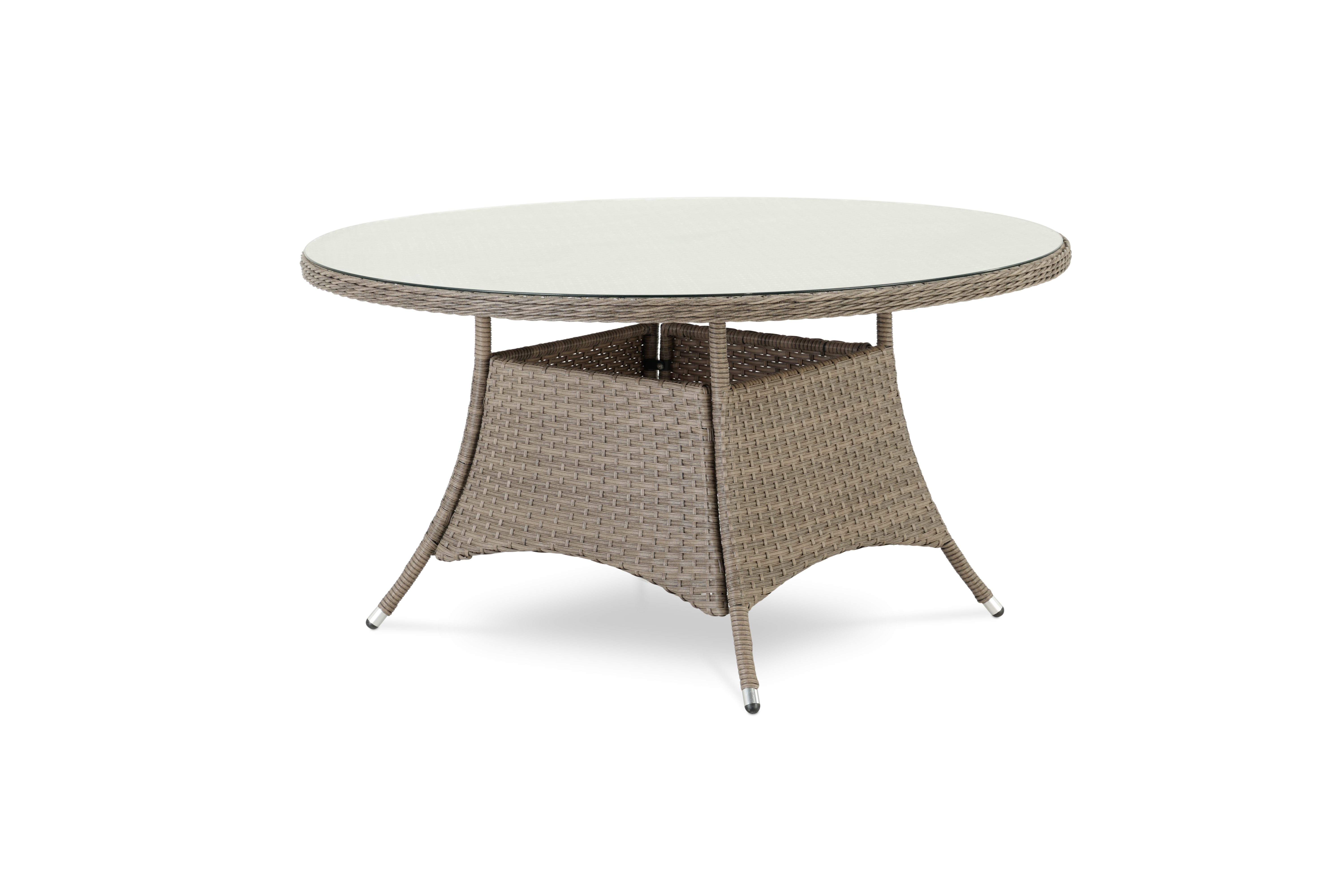 Table à manger ronde en aluminium et rotin synthétique 140diam x 73cm