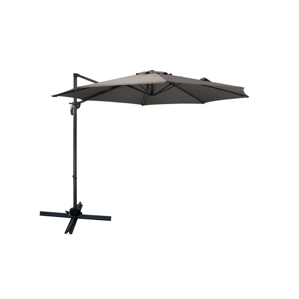 Parasol décentré rond Ø3M mat en acier gris anthracite