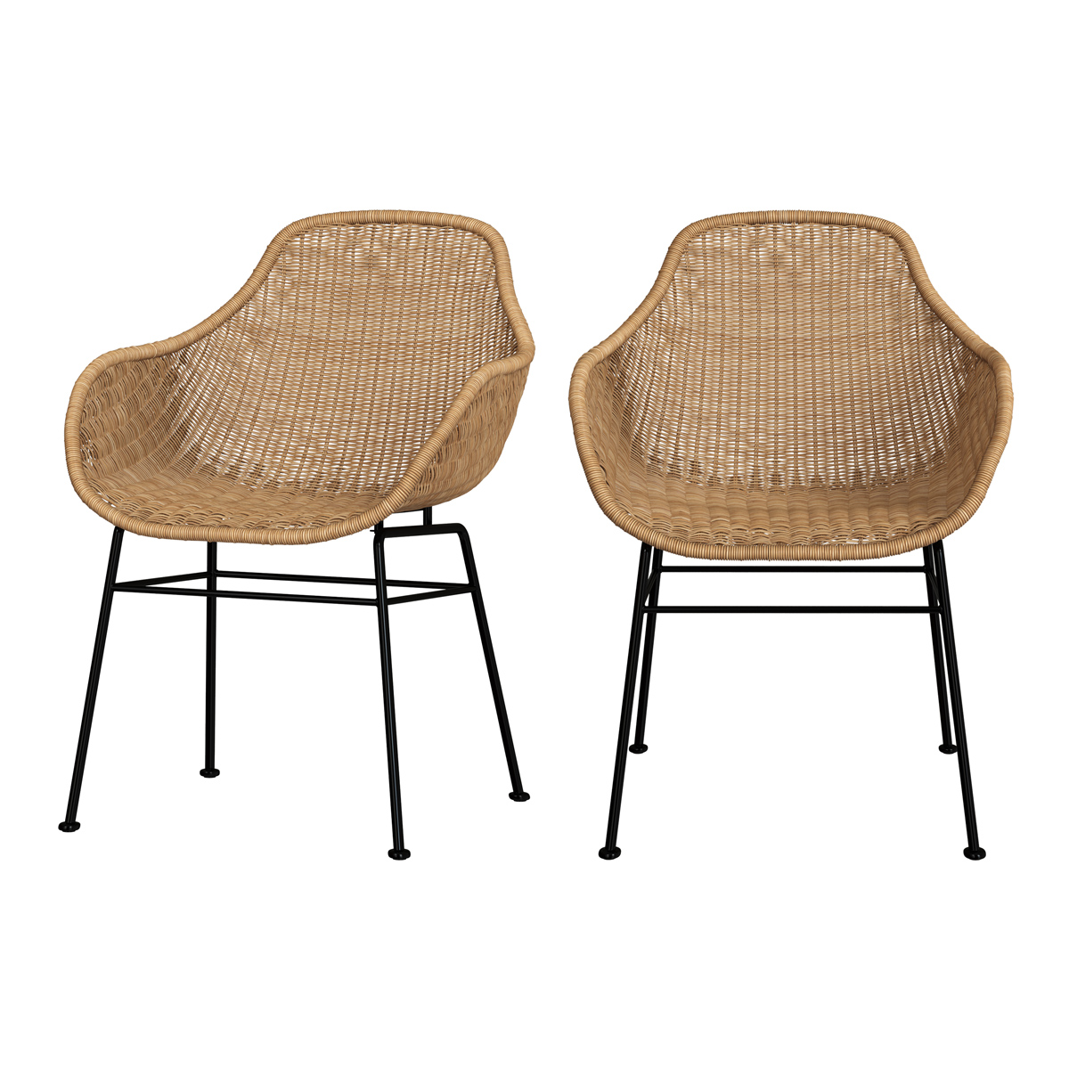 Chaise en résine tressée naturelle (lot de 2)