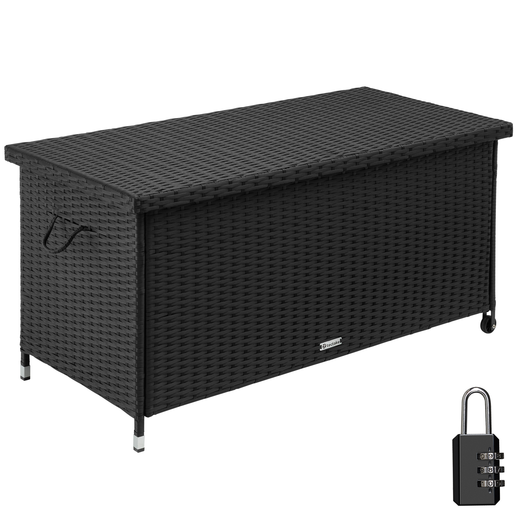 Coffre de jardin Caisse de rangement pour coussins noir