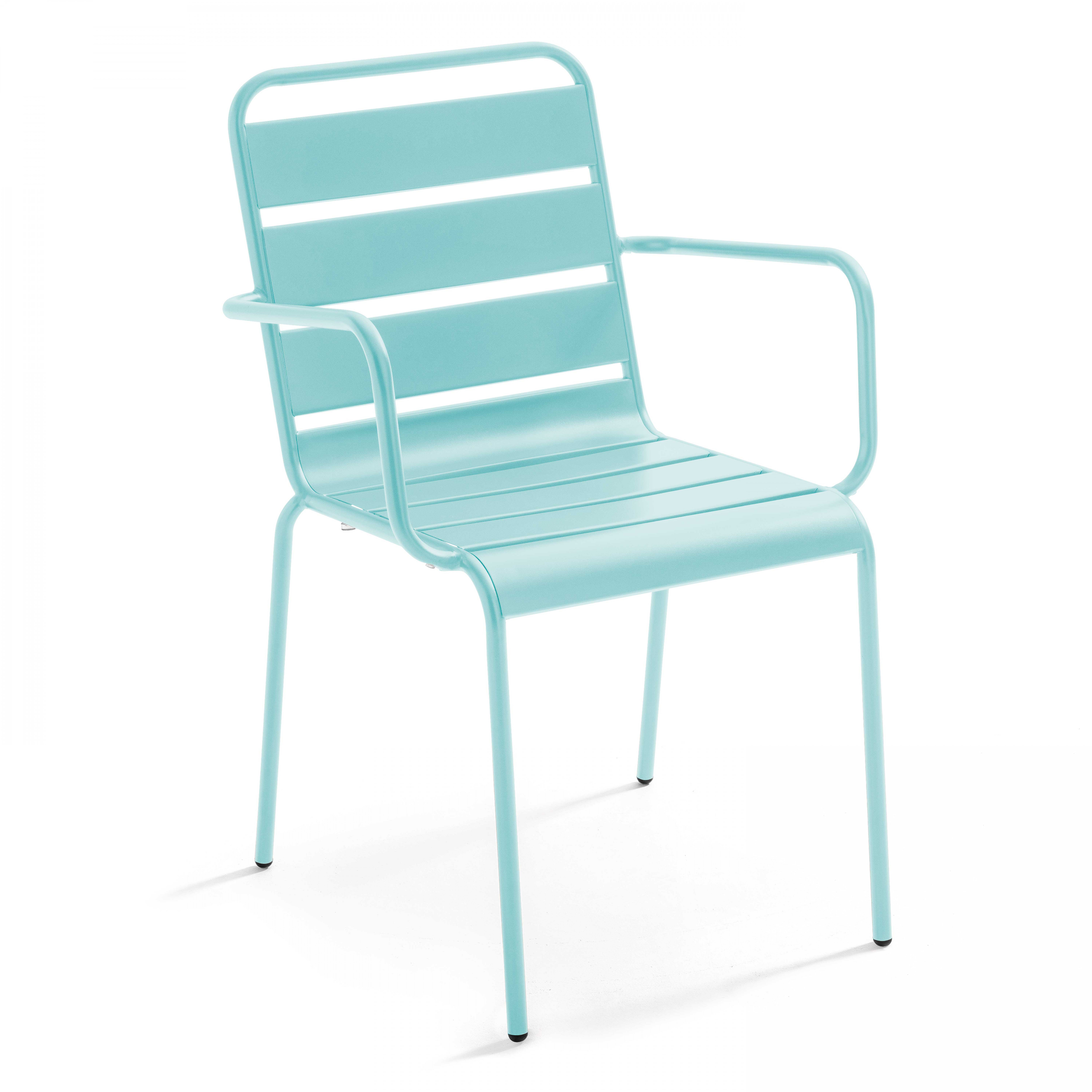 fauteuil de jardin en métal turquoise