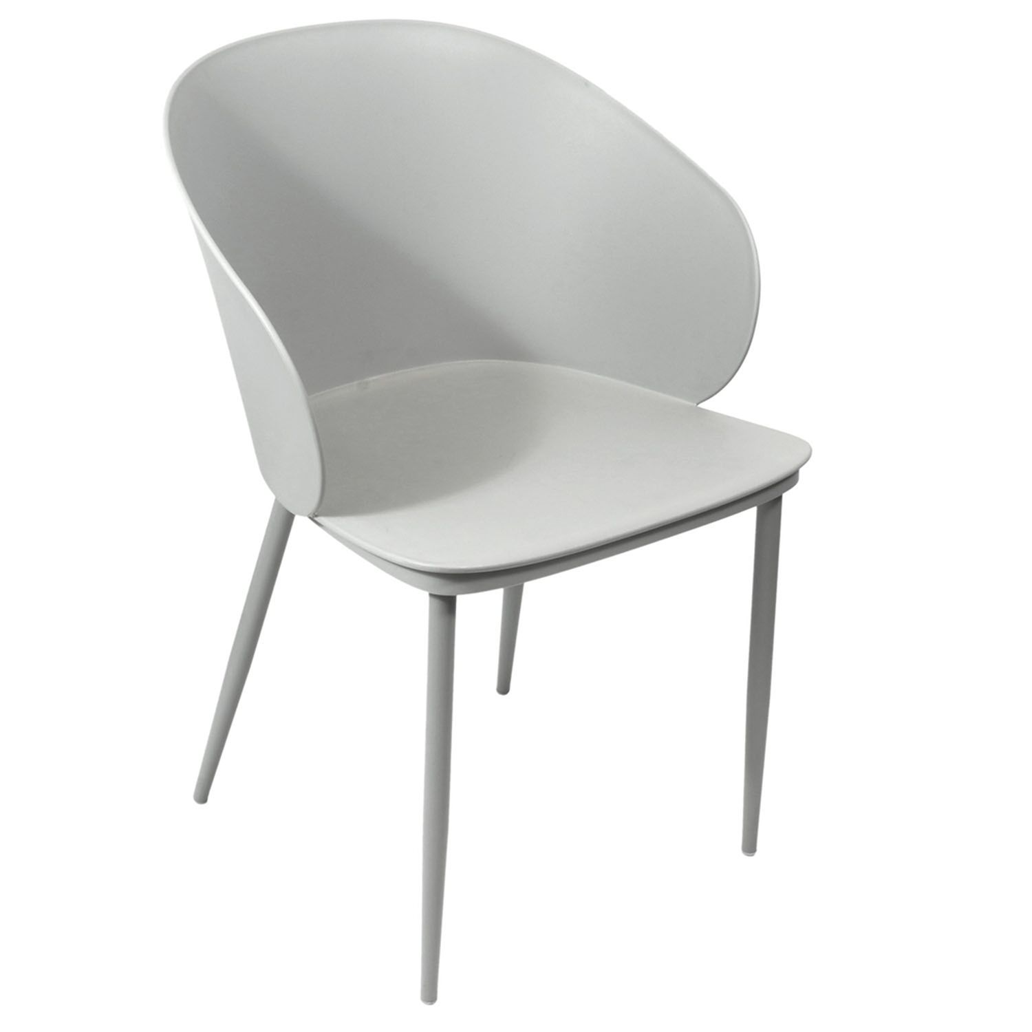 Fauteuil à coque en polypropylène gris clair