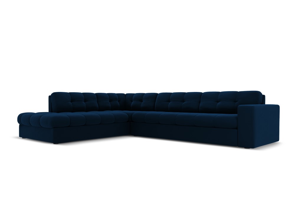 Canapé d'angle 5 places Bleu Velours Confort Promotion