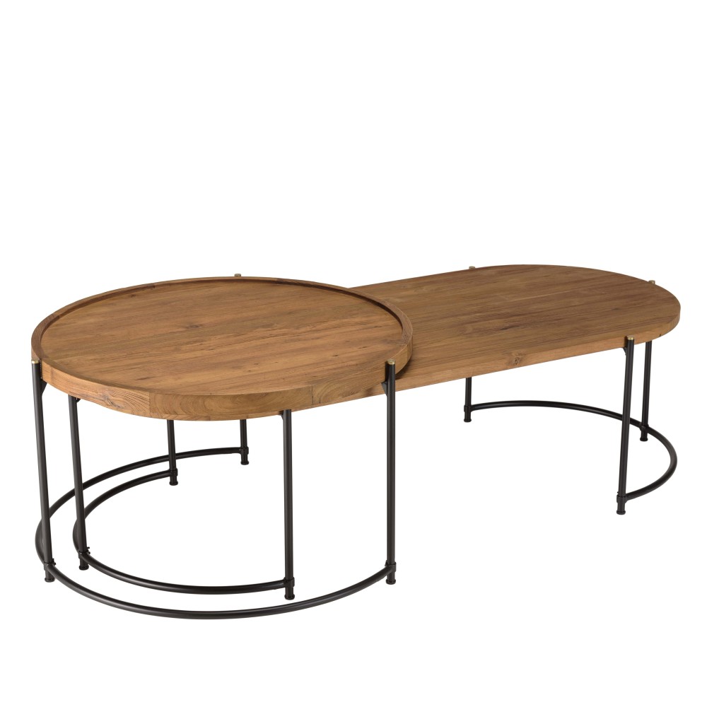 Set de 2 tables basses ovale et ronde