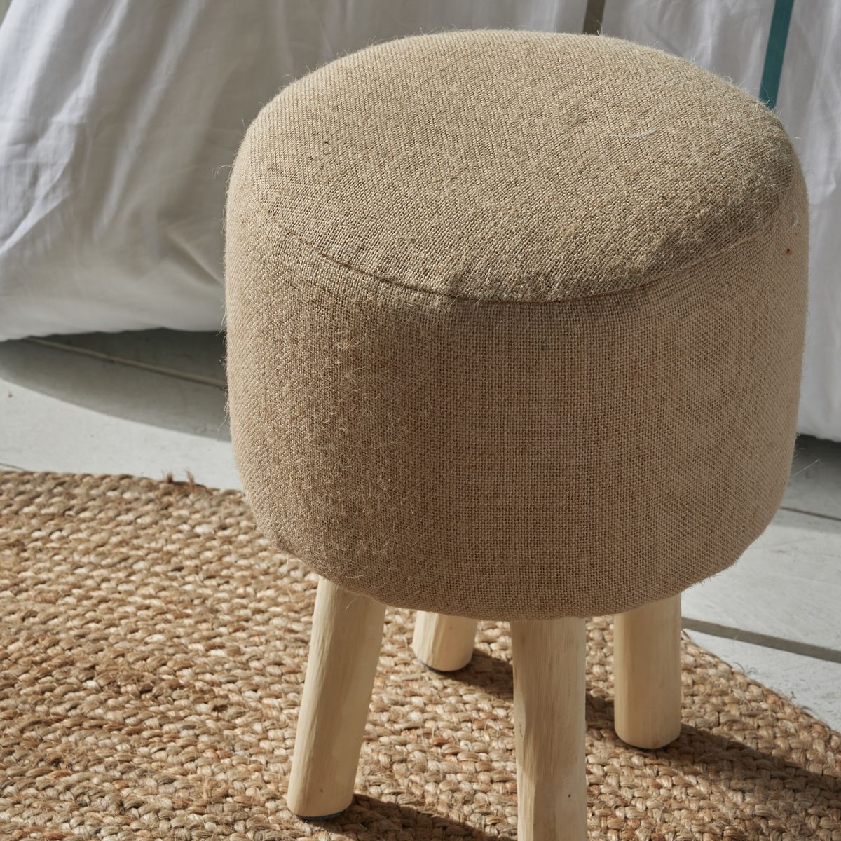 Tabouret bois et jute INDIES