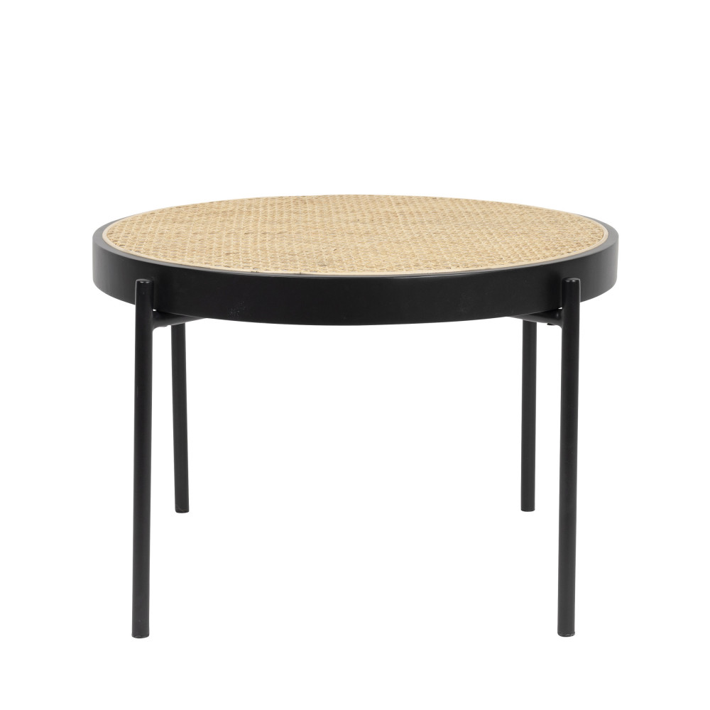 table basse en rotin et bois ø60cm noir