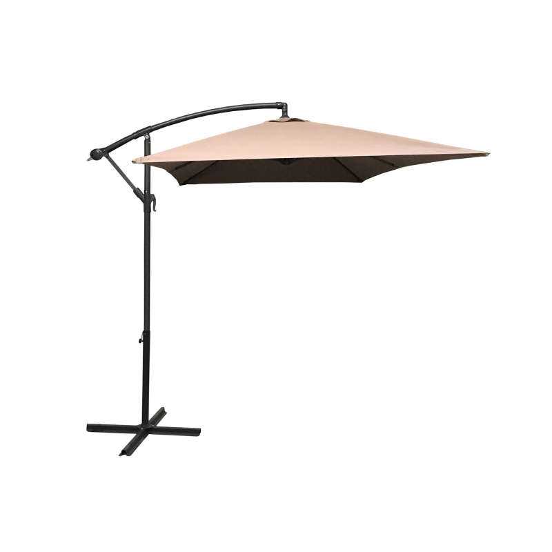 Parasol Décentré Rond Taupe 2x3M - Acier