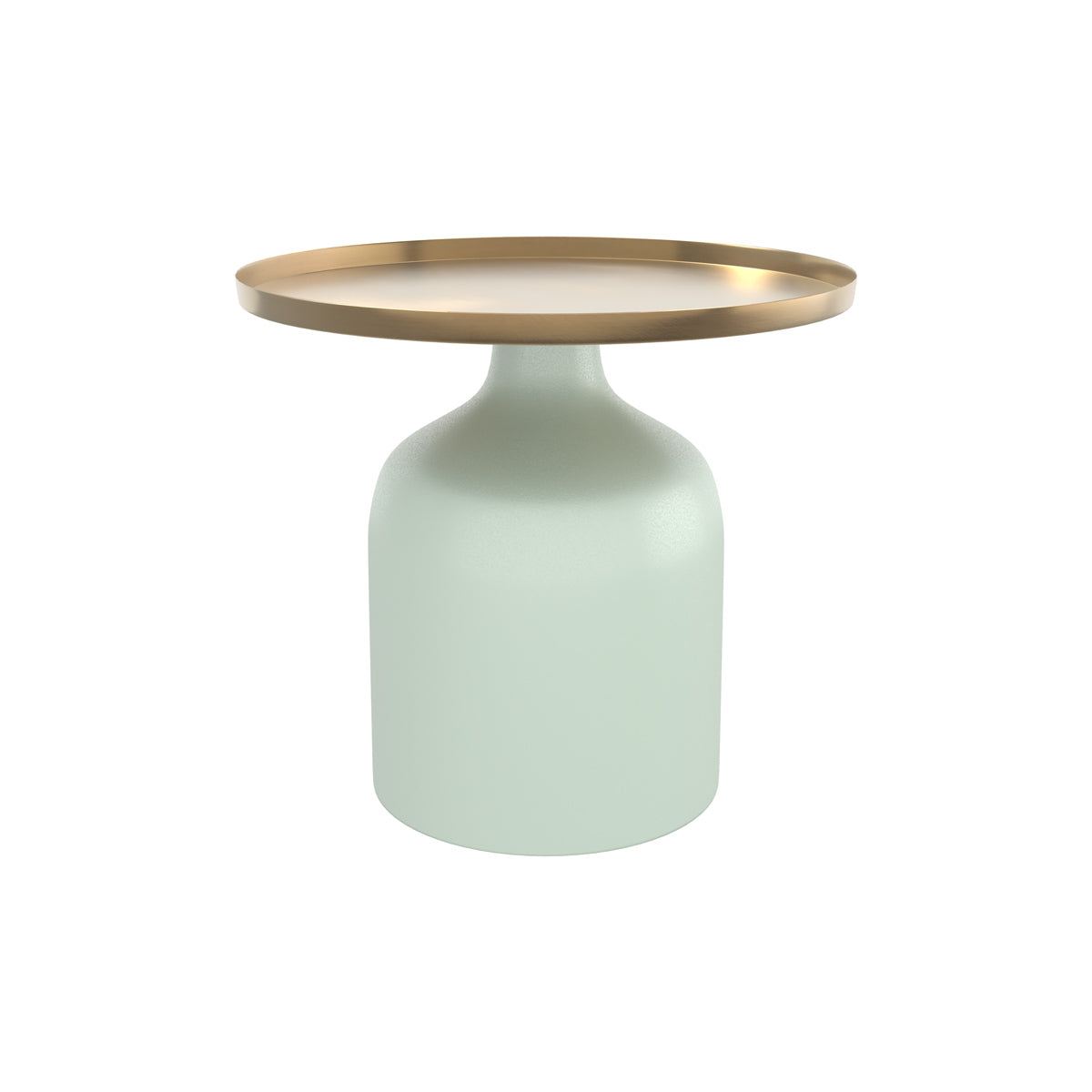 Table d’appoint ronde en métal vert d’eau et laiton D44,5 cm