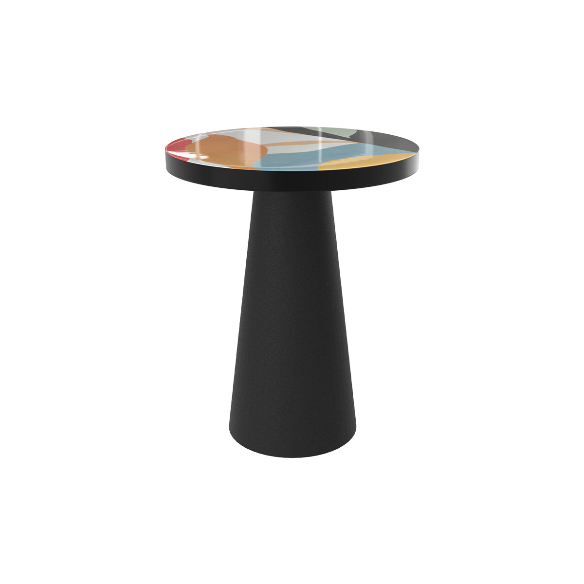 Table d&rsquo;appoint ronde en métal noir et multicolore D40,5 cm
