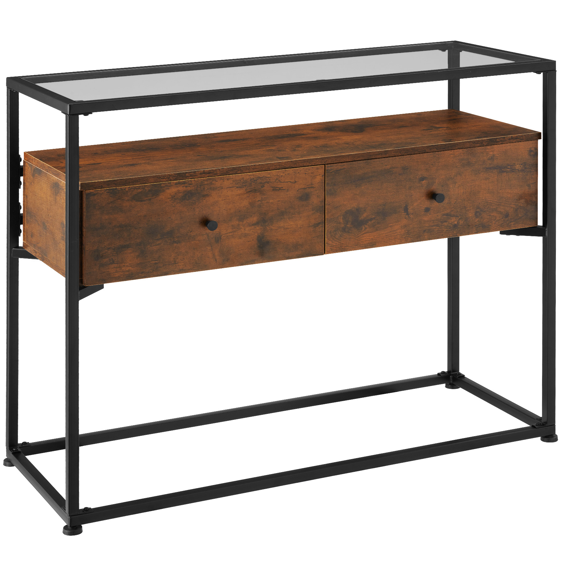 table console style industriel bois foncé industriel, rustique