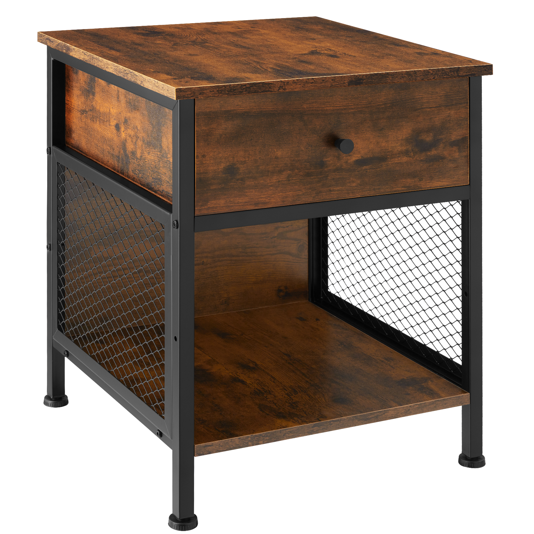 table de chevet style industriel bois foncé industriel, rustique