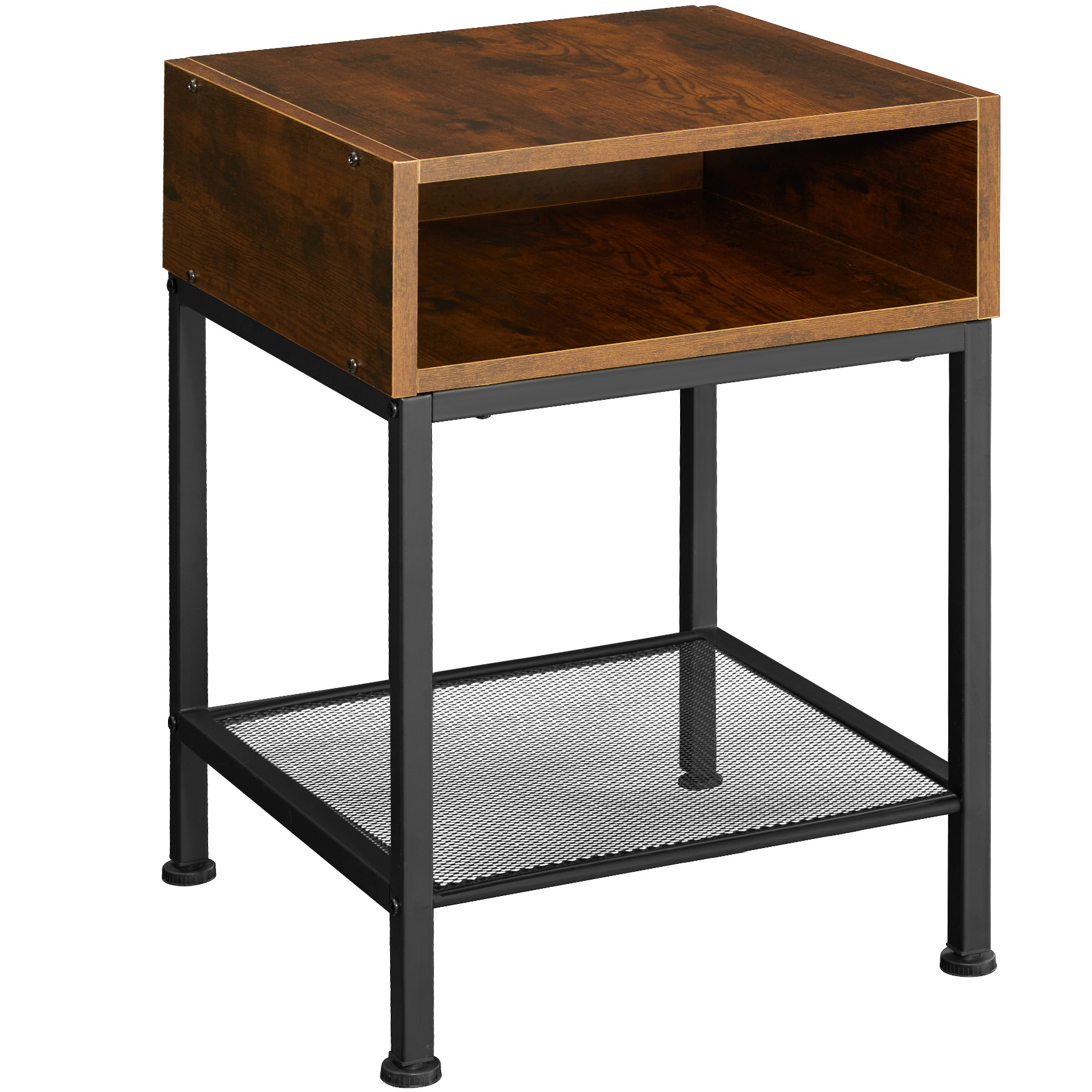 table de chevet harlow 40,5x40,5x52,5cm bois foncé industriel