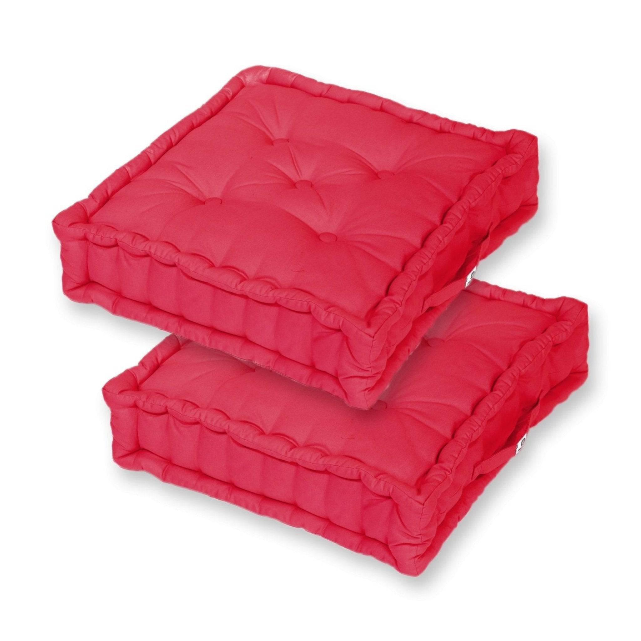 Coussin de sol lot de 2 - 60 x 60 cm Rouge Piment