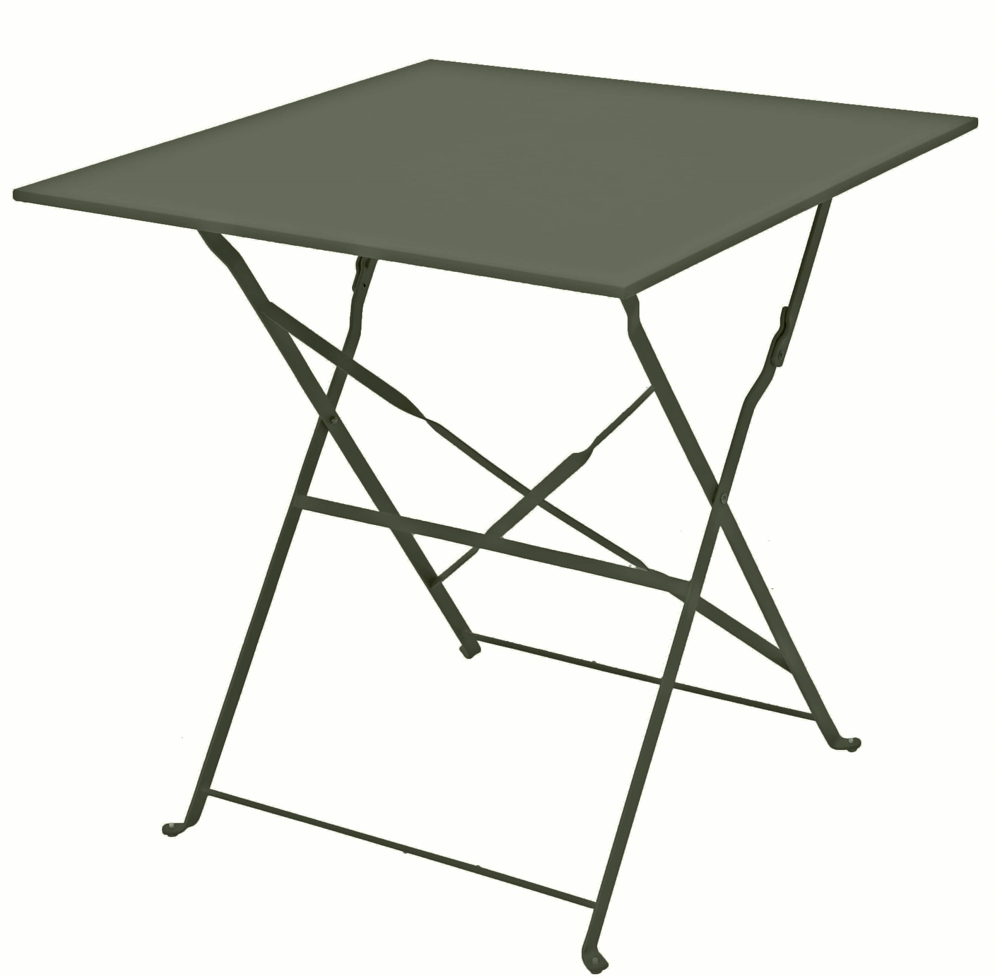Table bistrot pliante 70x70 cm en acier kaki