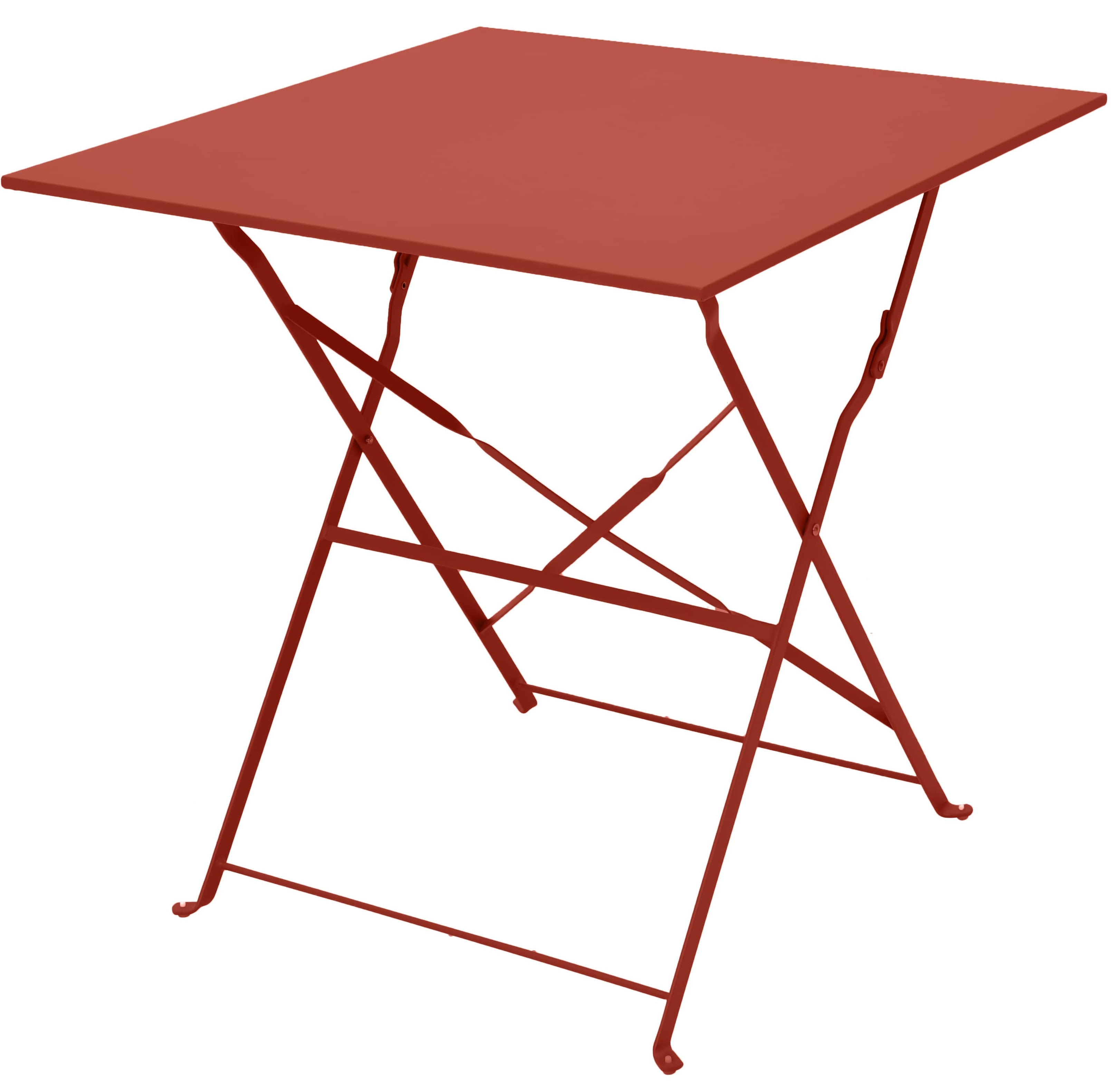 Table bistrot pliante 70x70 cm en acier terracotta