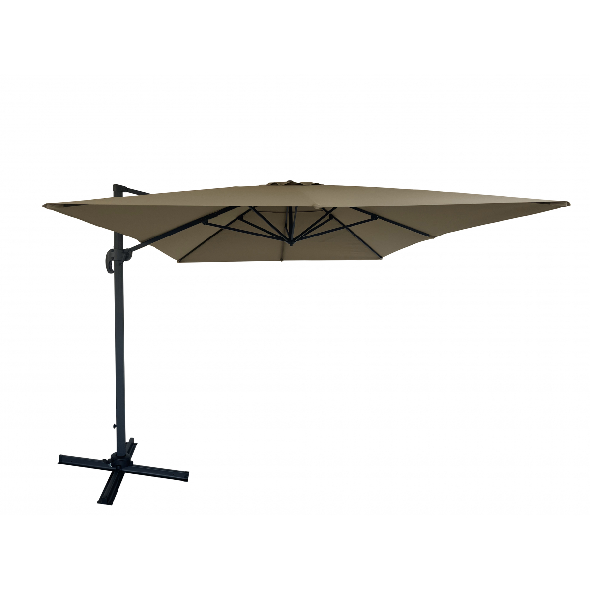 Parasol Décentré Rond Marron 3x4m - Aluminium