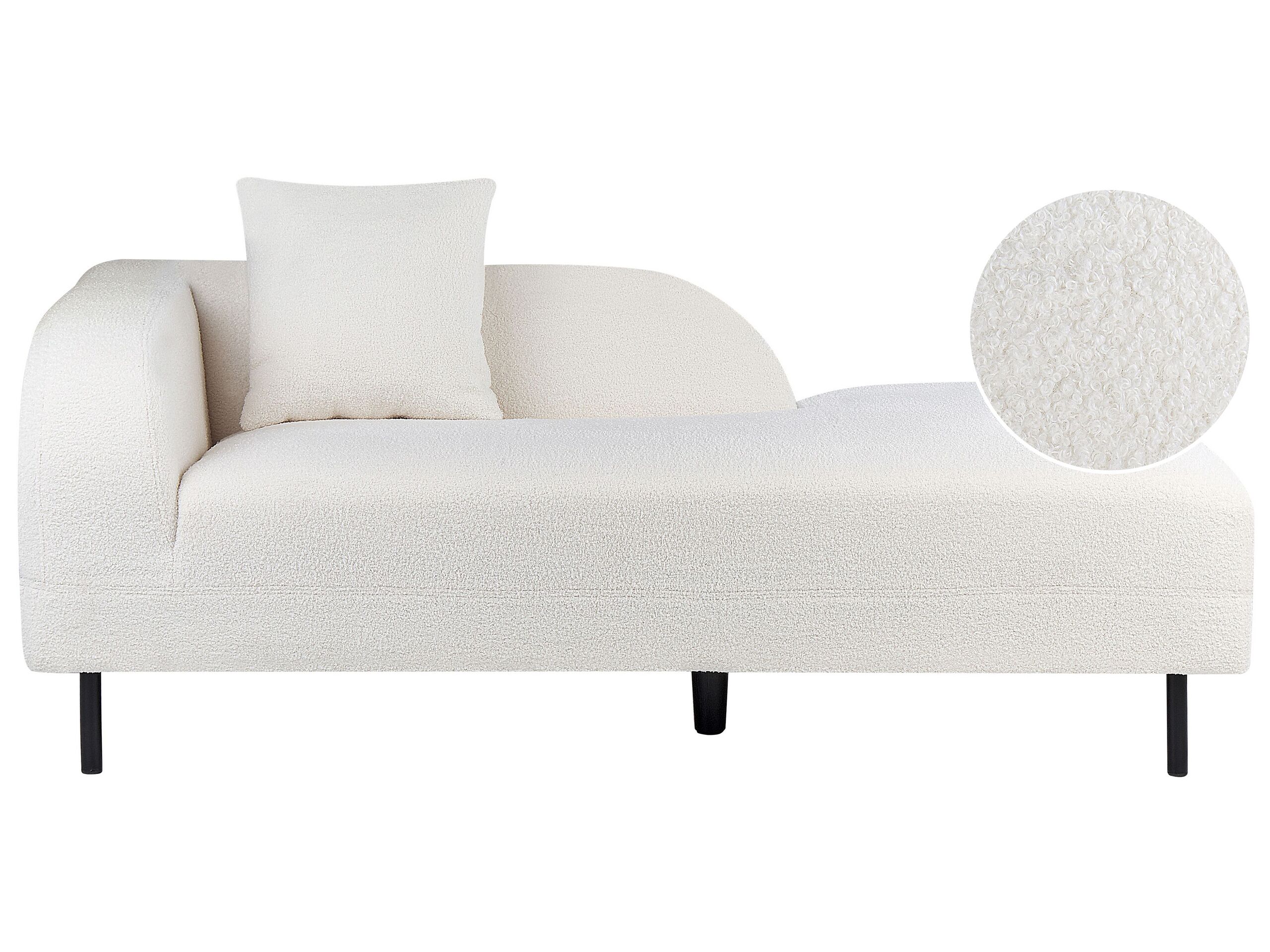 Chaise longue côté gauche en tissu bouclé blanc