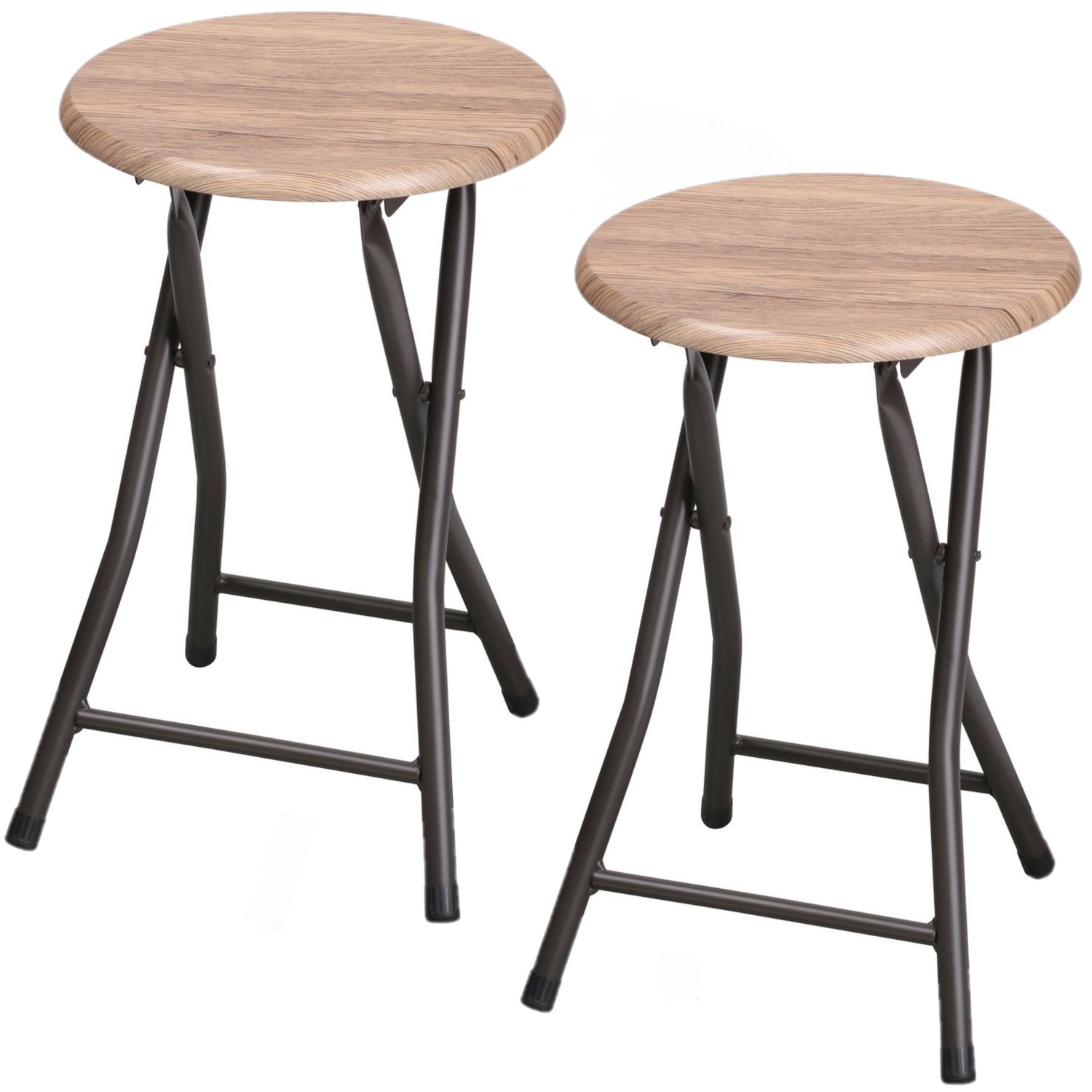 Lot de 2 tabourets d’appoint pliables industriel noir