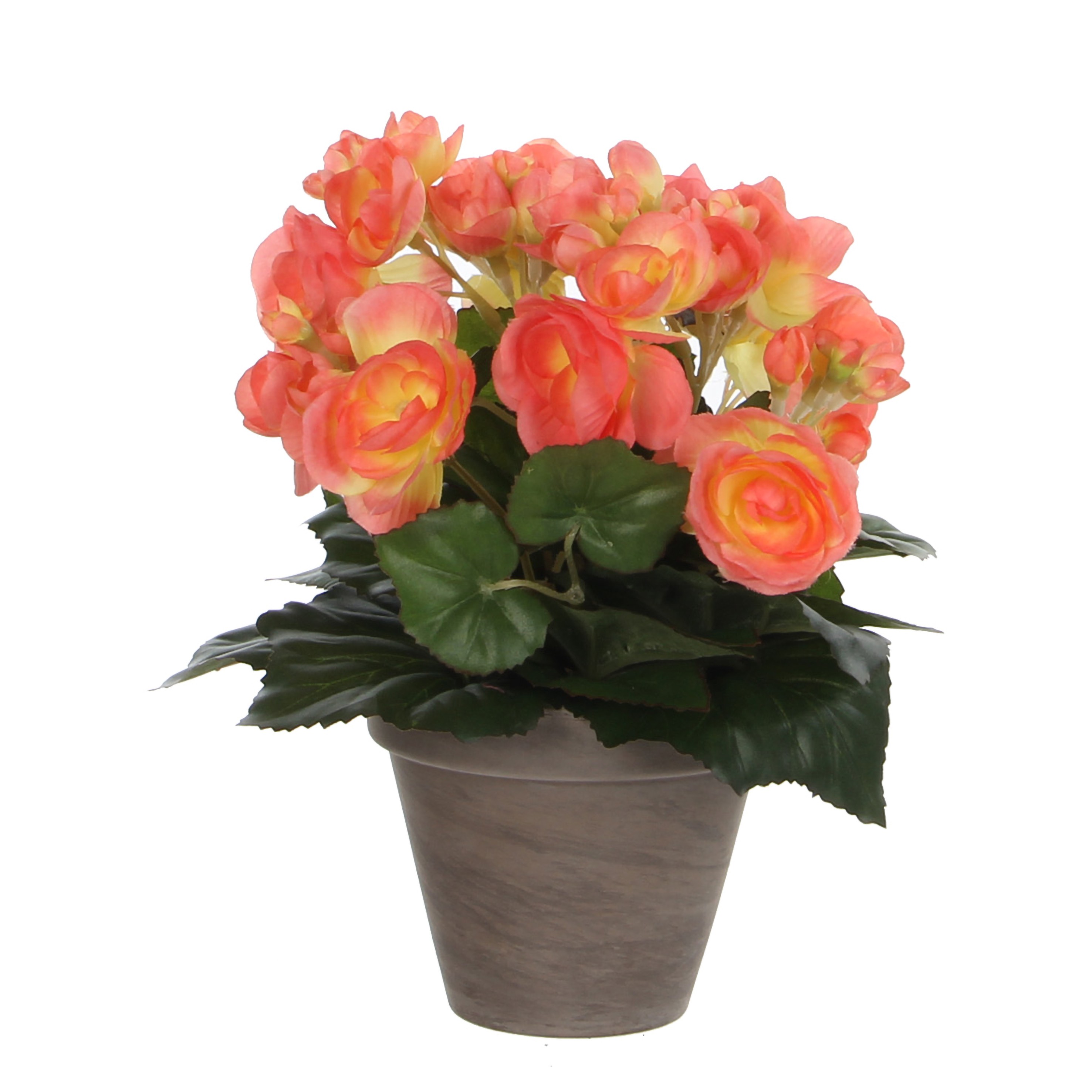 Bégonia artificielle rose saumon en pot H30