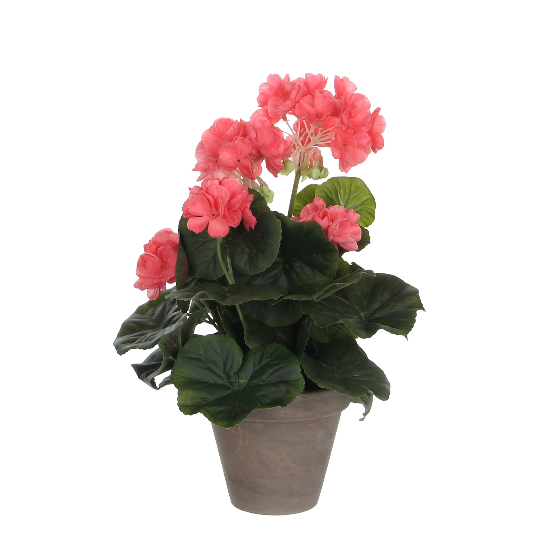 Géranium artificielle rose saumon en pot H34