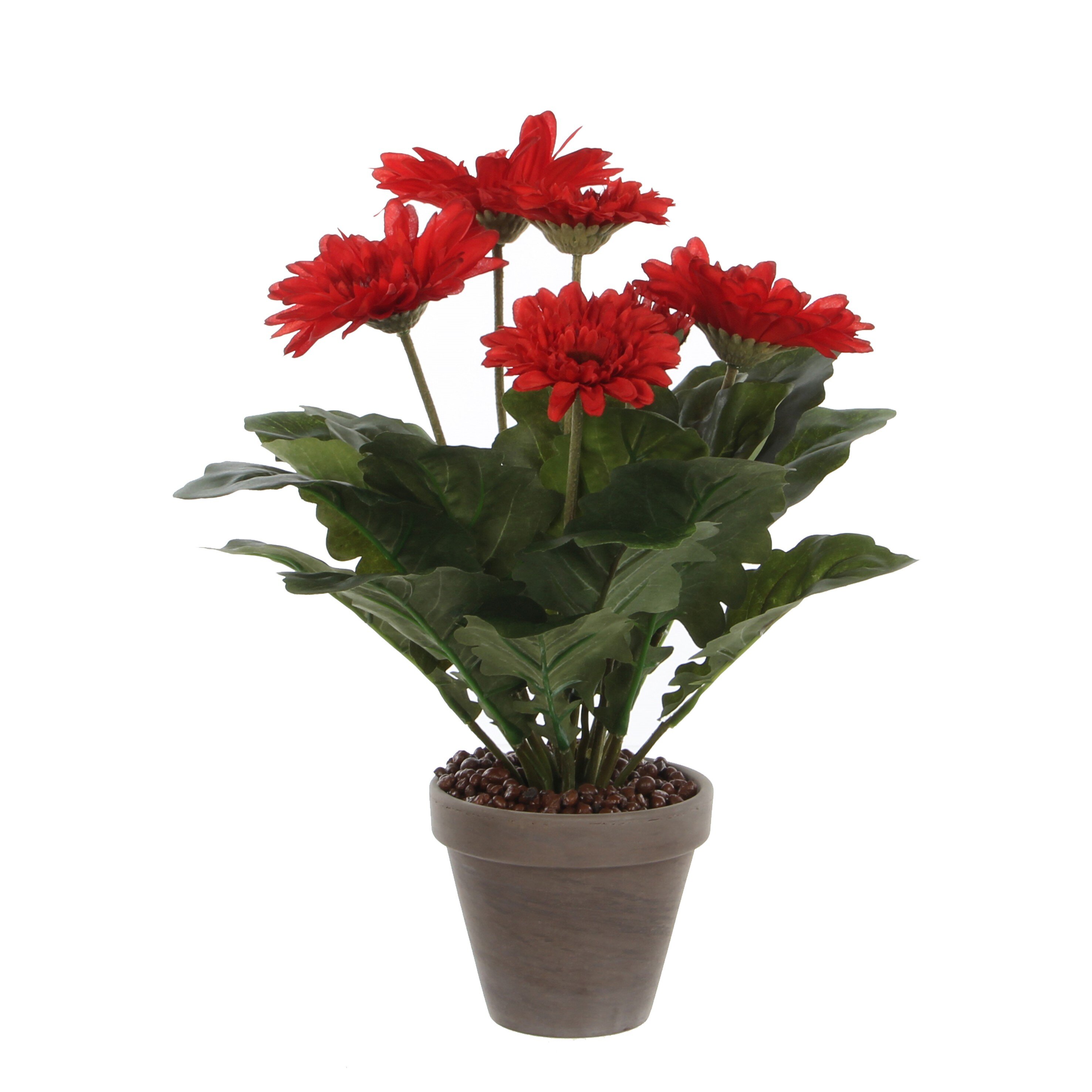 Gerbera artificielle rouge en pot H35