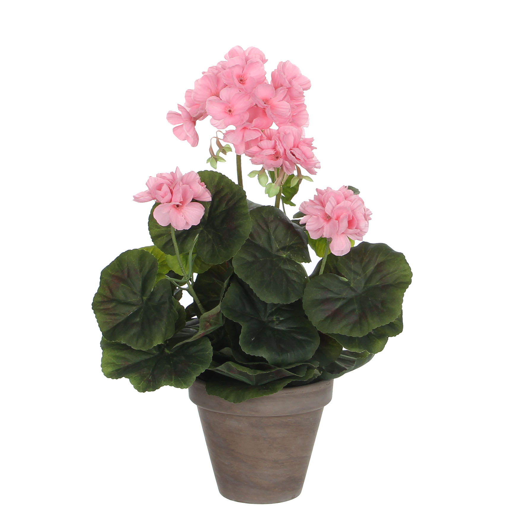 Géranium artificielle rose en pot H34