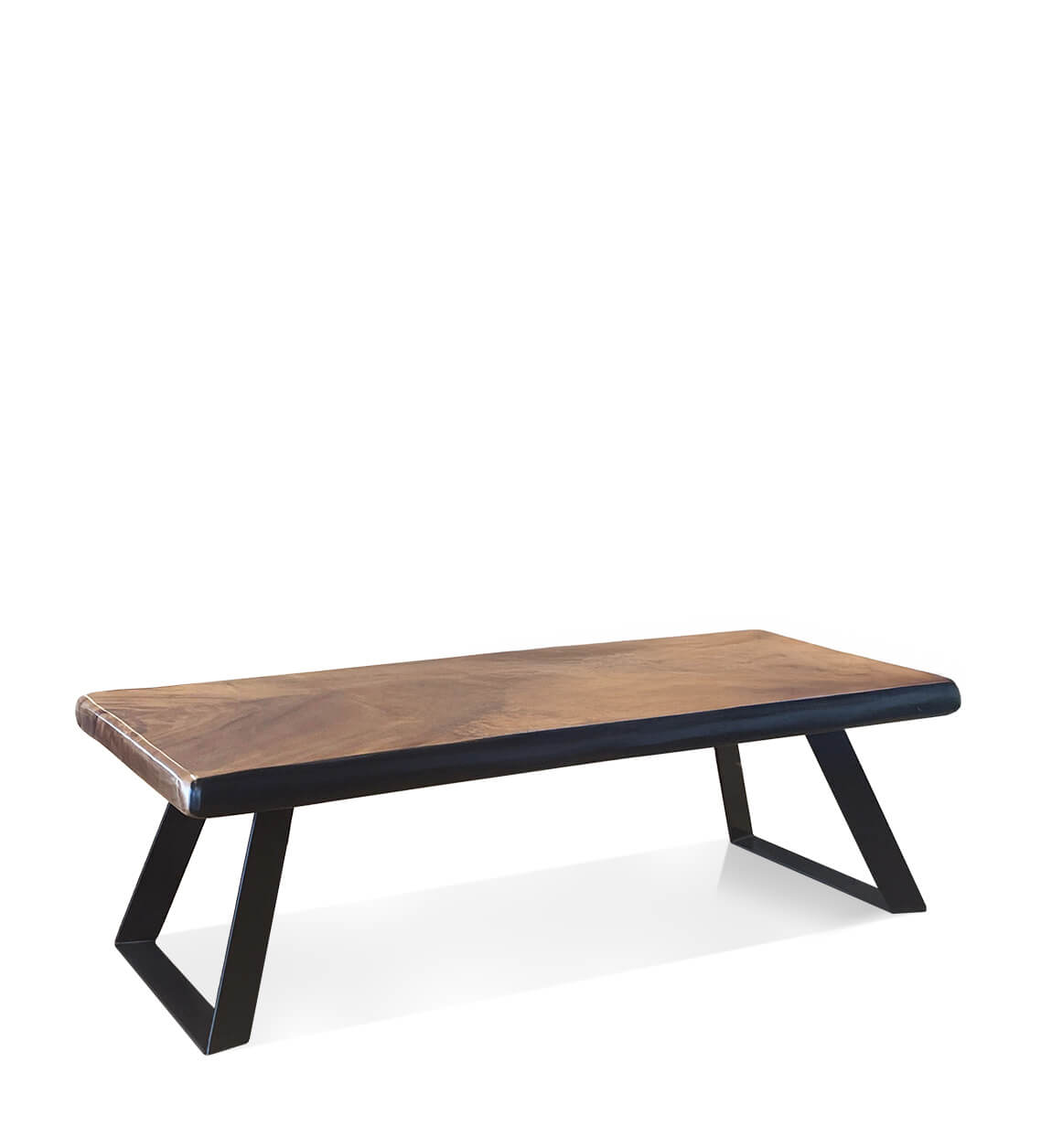Banc en bois marron et métal noir L 126cm