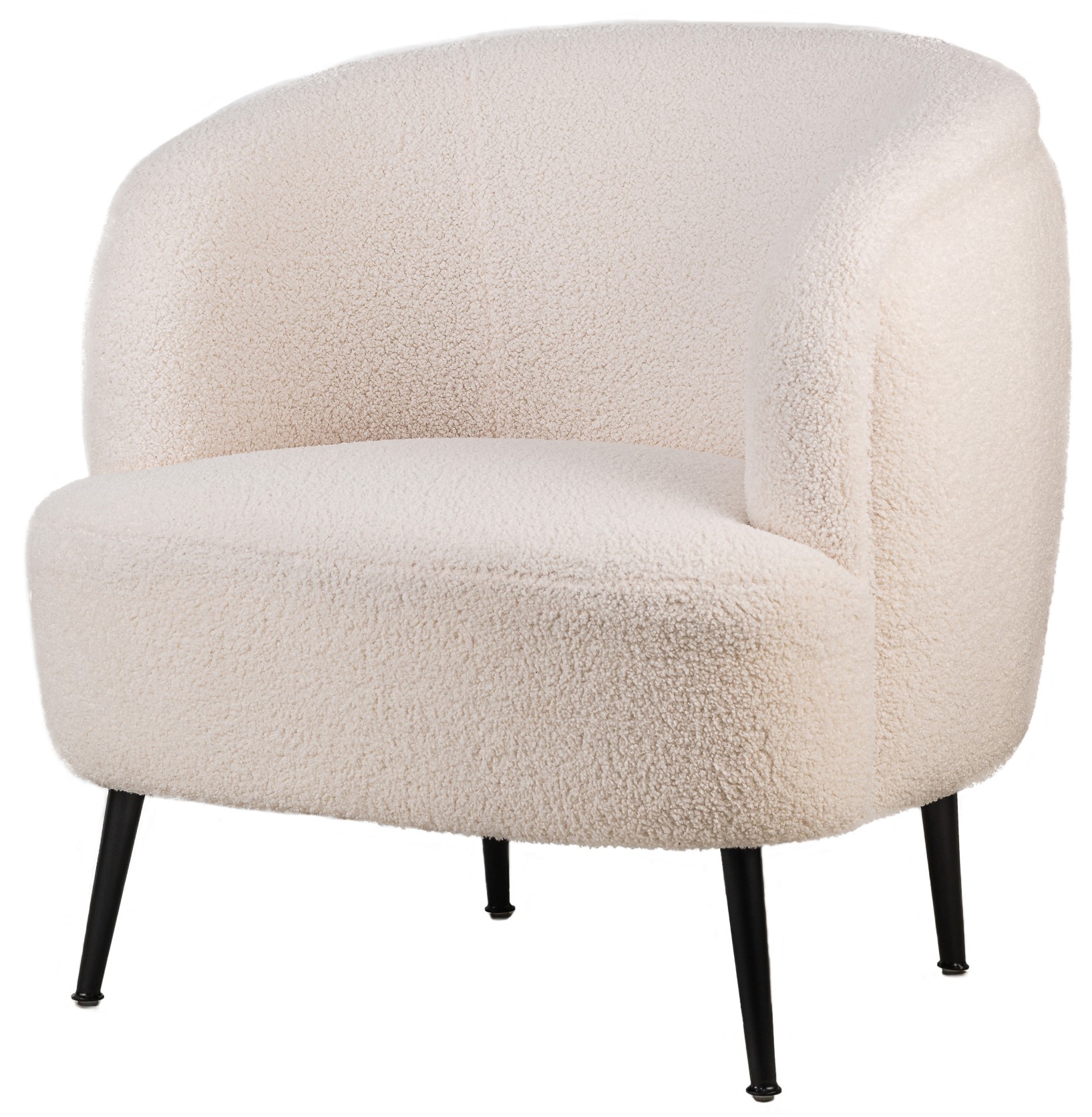 Fauteuil de salon en métal et bouclettes blanches