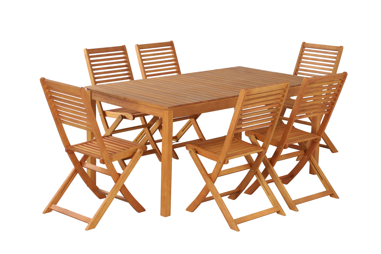 Ensemble repas de jardin en bois d'eucalyptus 6 places 160 cm