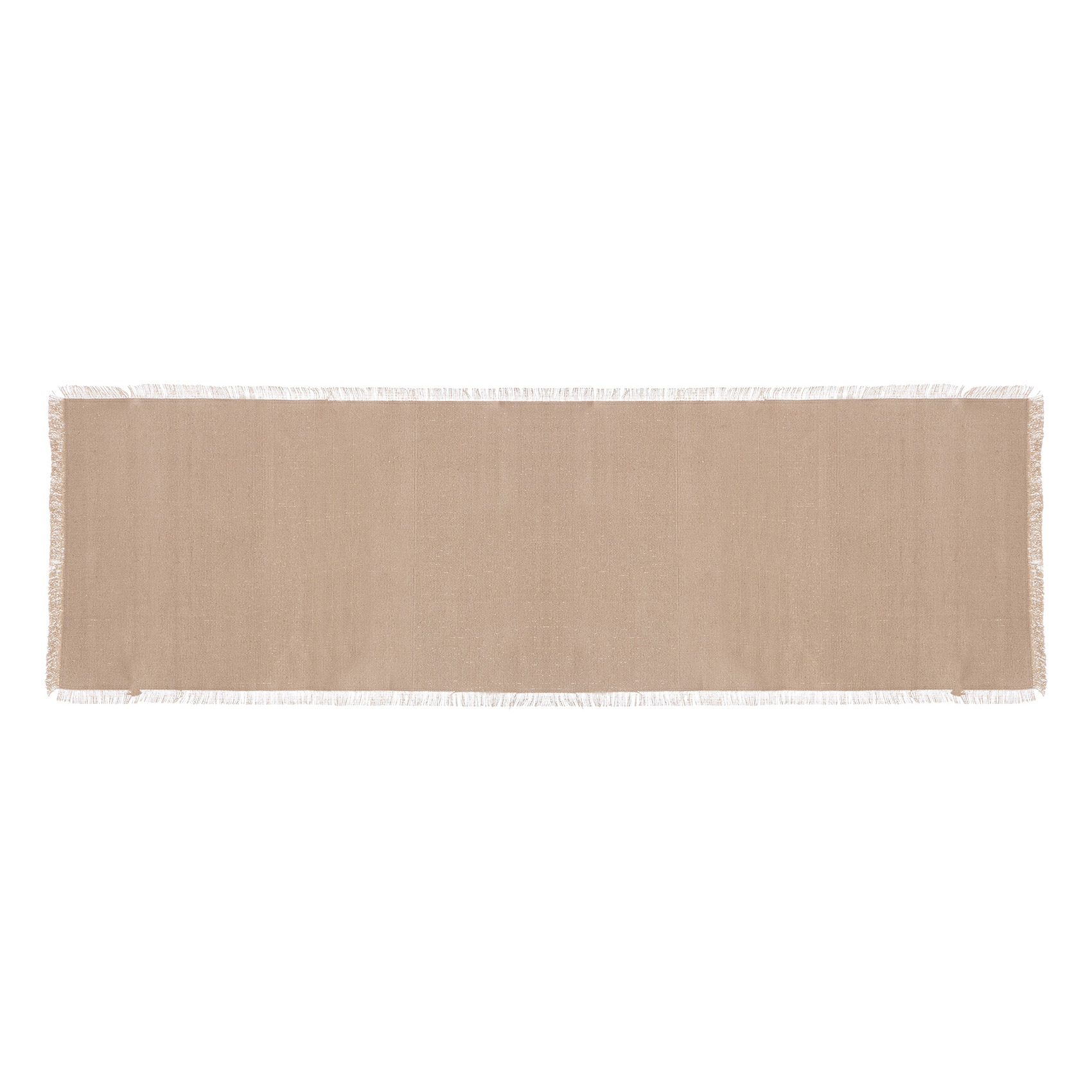 chemin de table à franges coton beige 38x140 cm