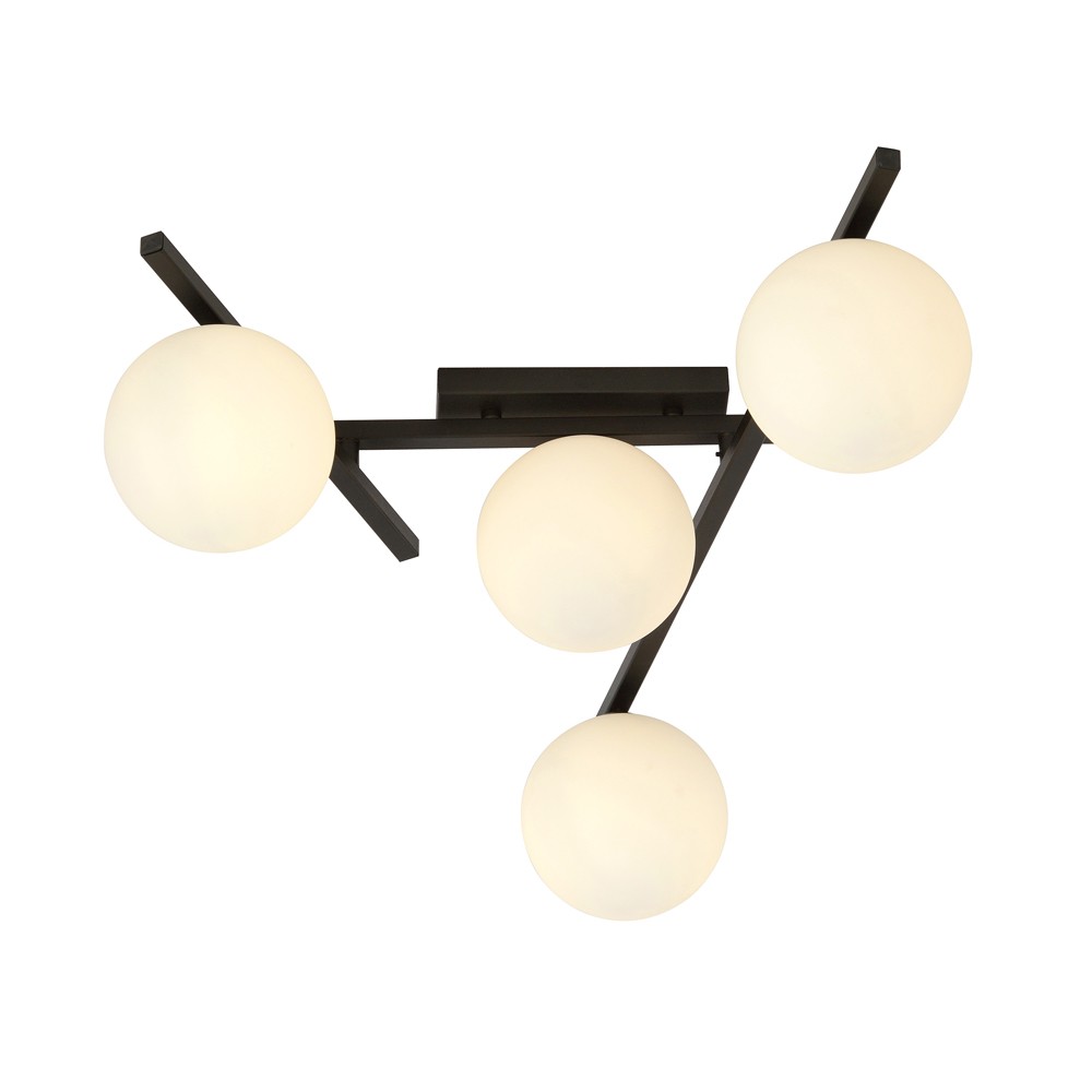 Plafonnier 4 lumières noir nordique avec position réglable