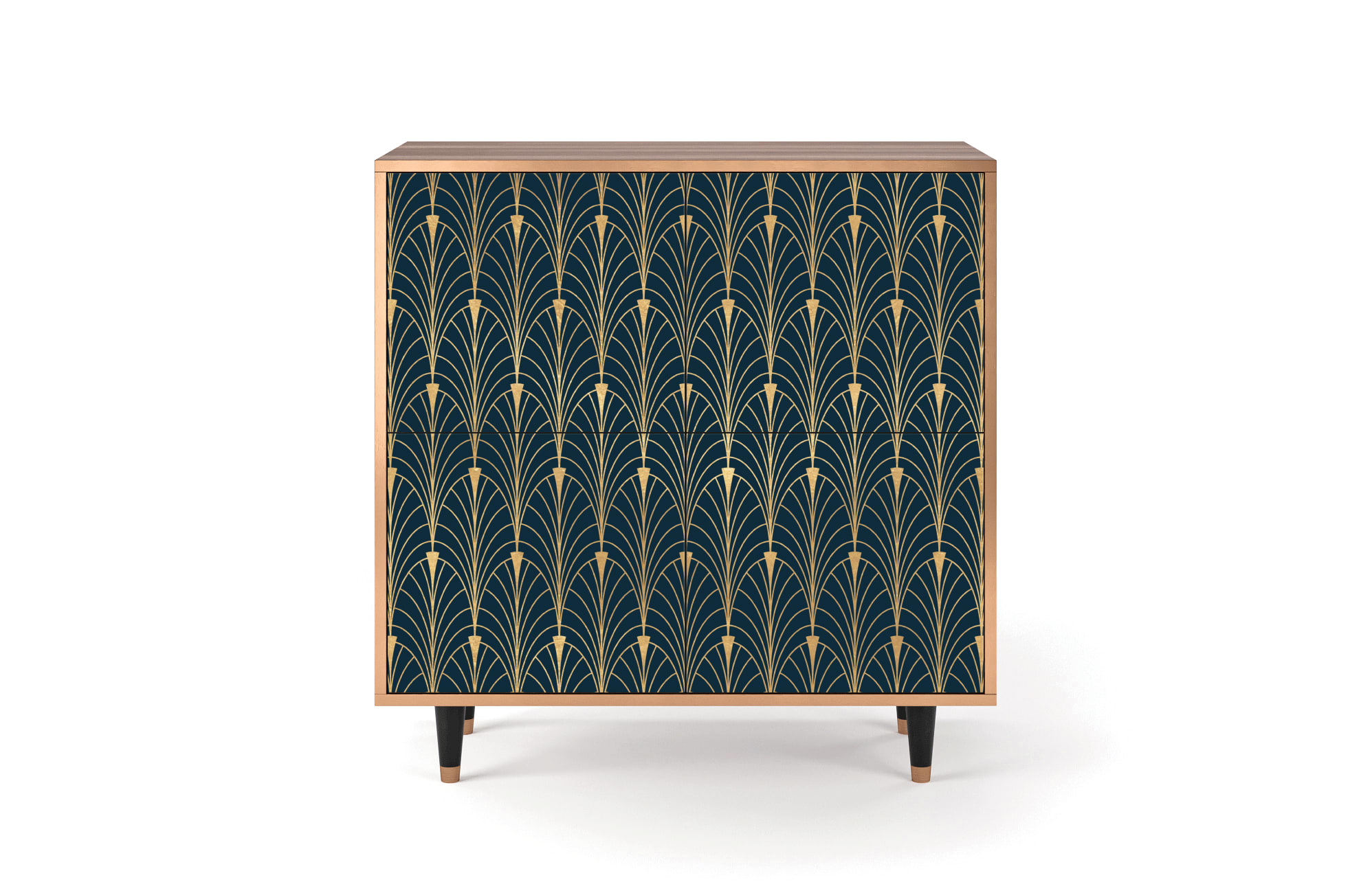 Buffet  bleu et jaune 4 portes L 94 cm