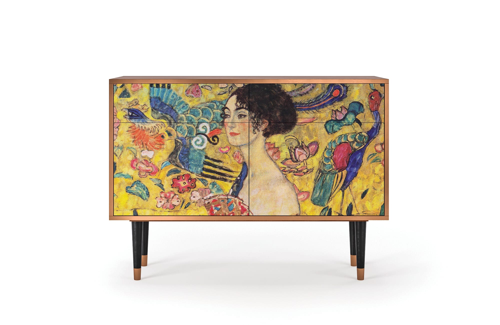 Buffet  jaune 2 tiroirs et 2 portes L 115 cm