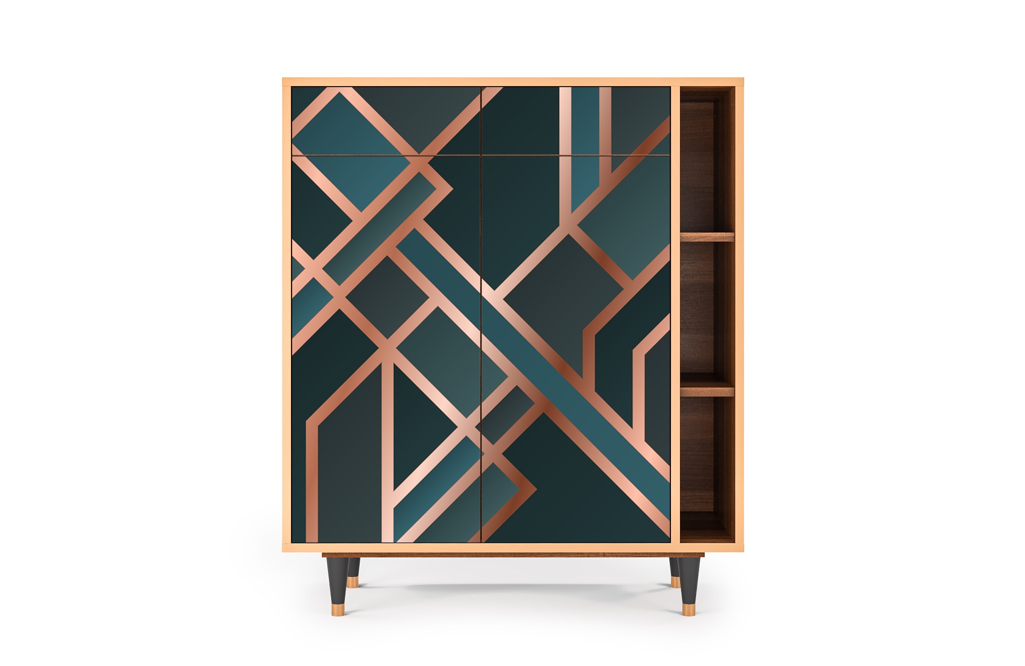 Buffet  bleu-vert 2 tiroirs et 2 portes L 94 cm