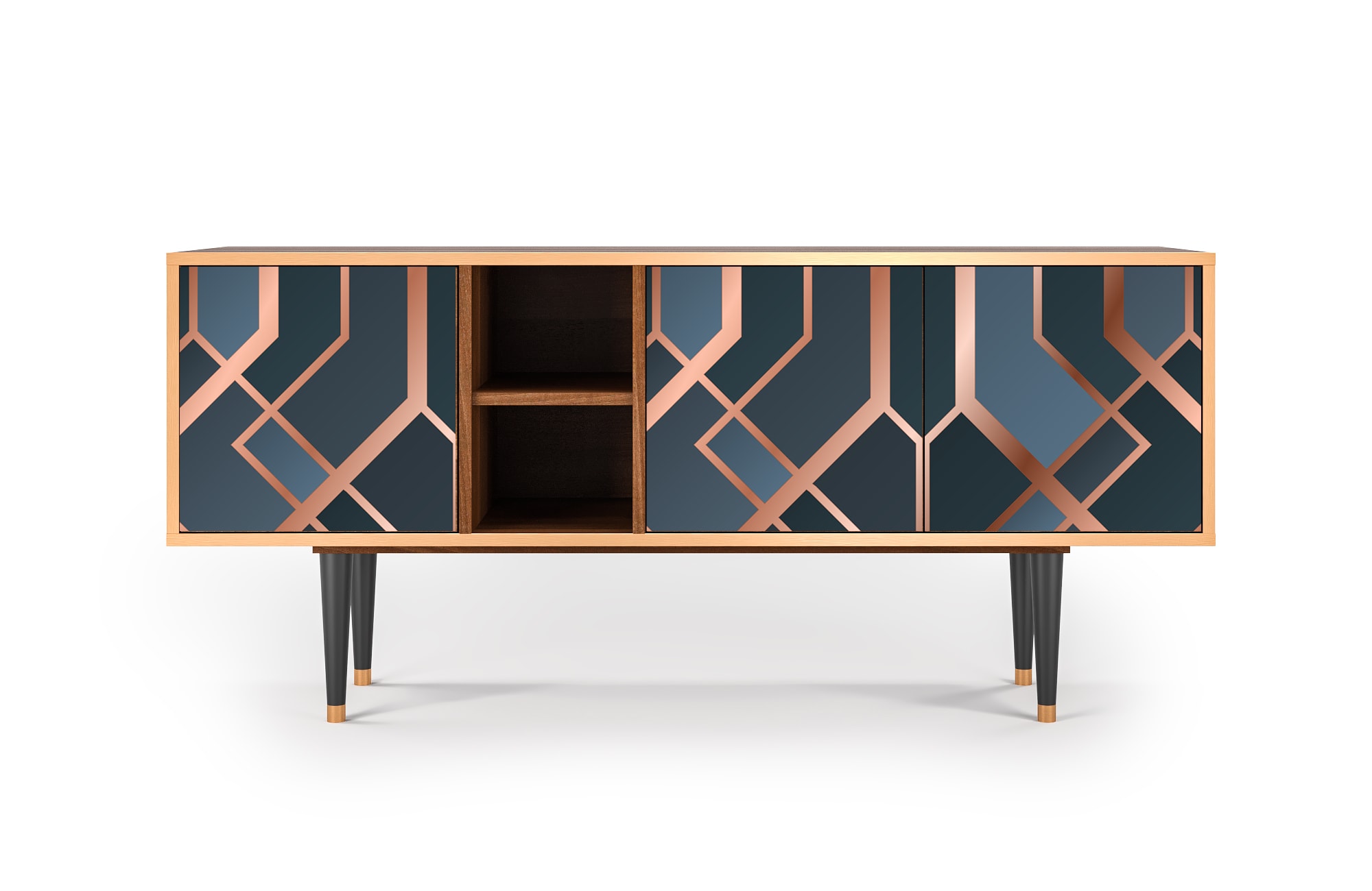 Meuble TV  bleu-vert 3 tiroirs L 150 cm