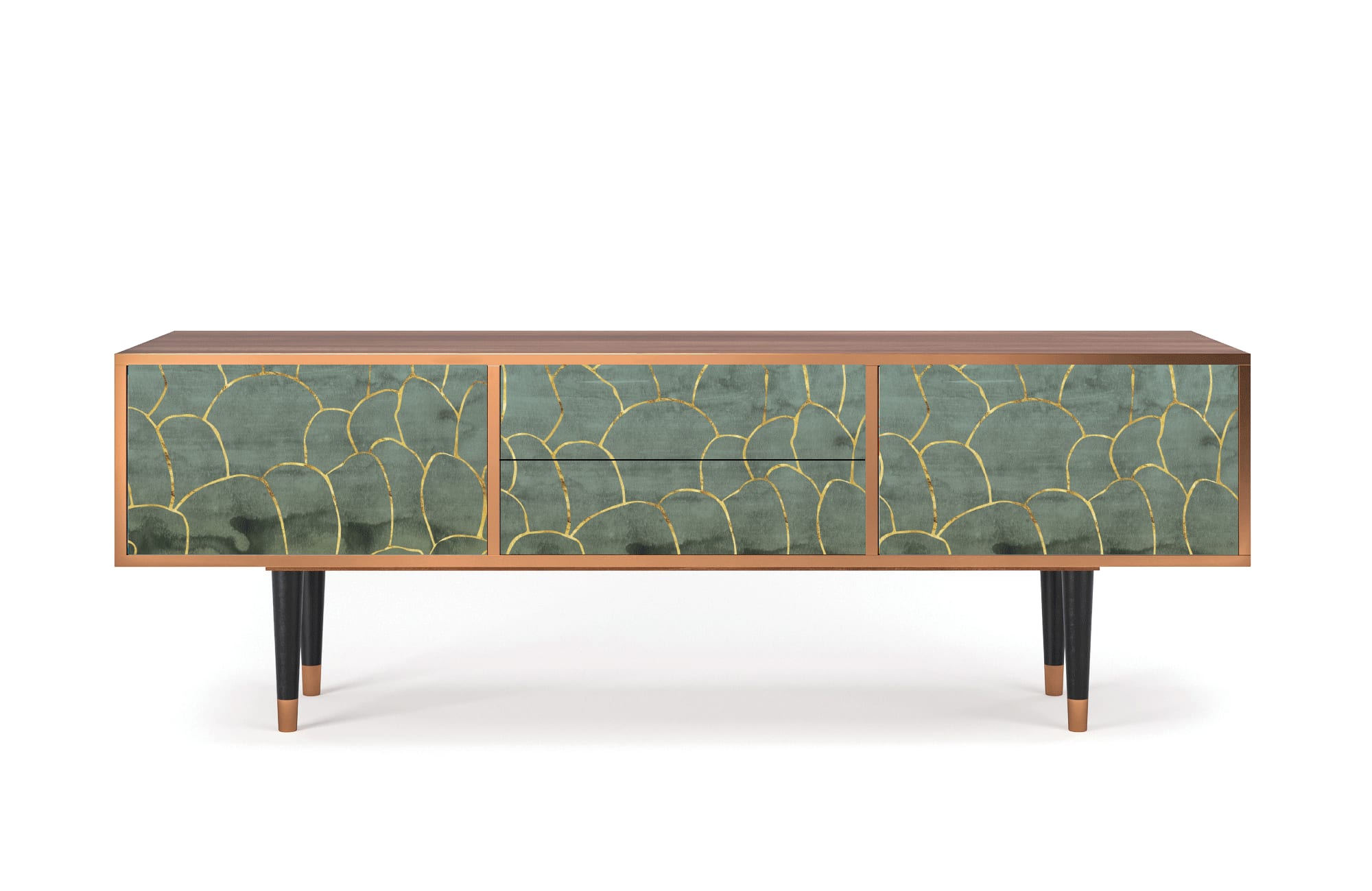 Meuble TV  bleu-vert 2 tiroirs et 2 portes L 170 cm