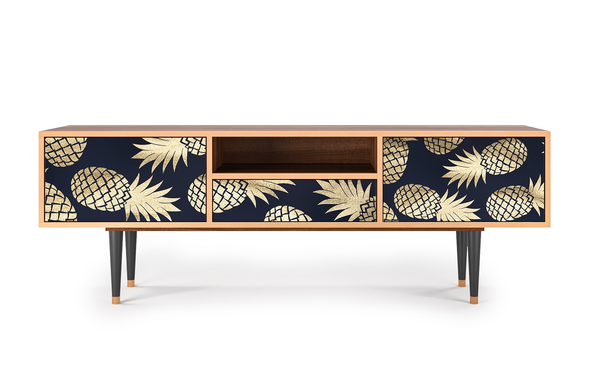 Meuble TV  bleu et jaune 1 tiroir et 2 portes L 170 cm