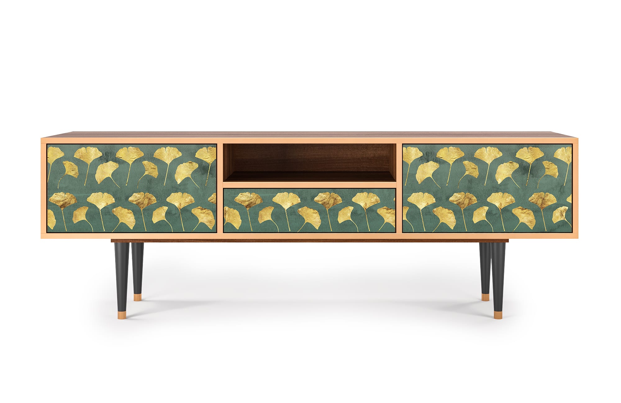 Meuble TV  vert et jaune 1 tiroir et 2 portes L 170 cm