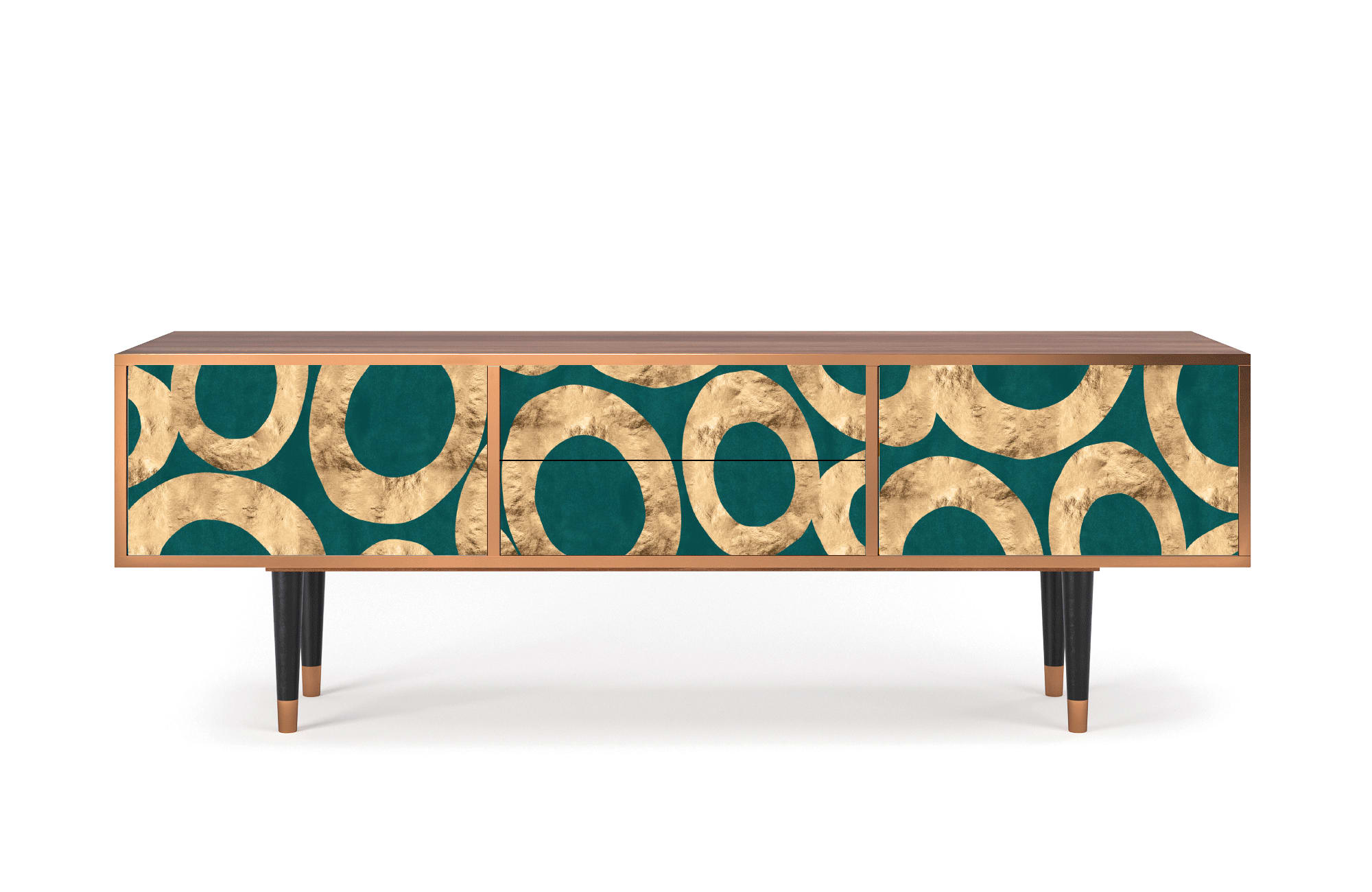 Meuble TV  bleu-vert 2 tiroirs et 2 portes L 170 cm