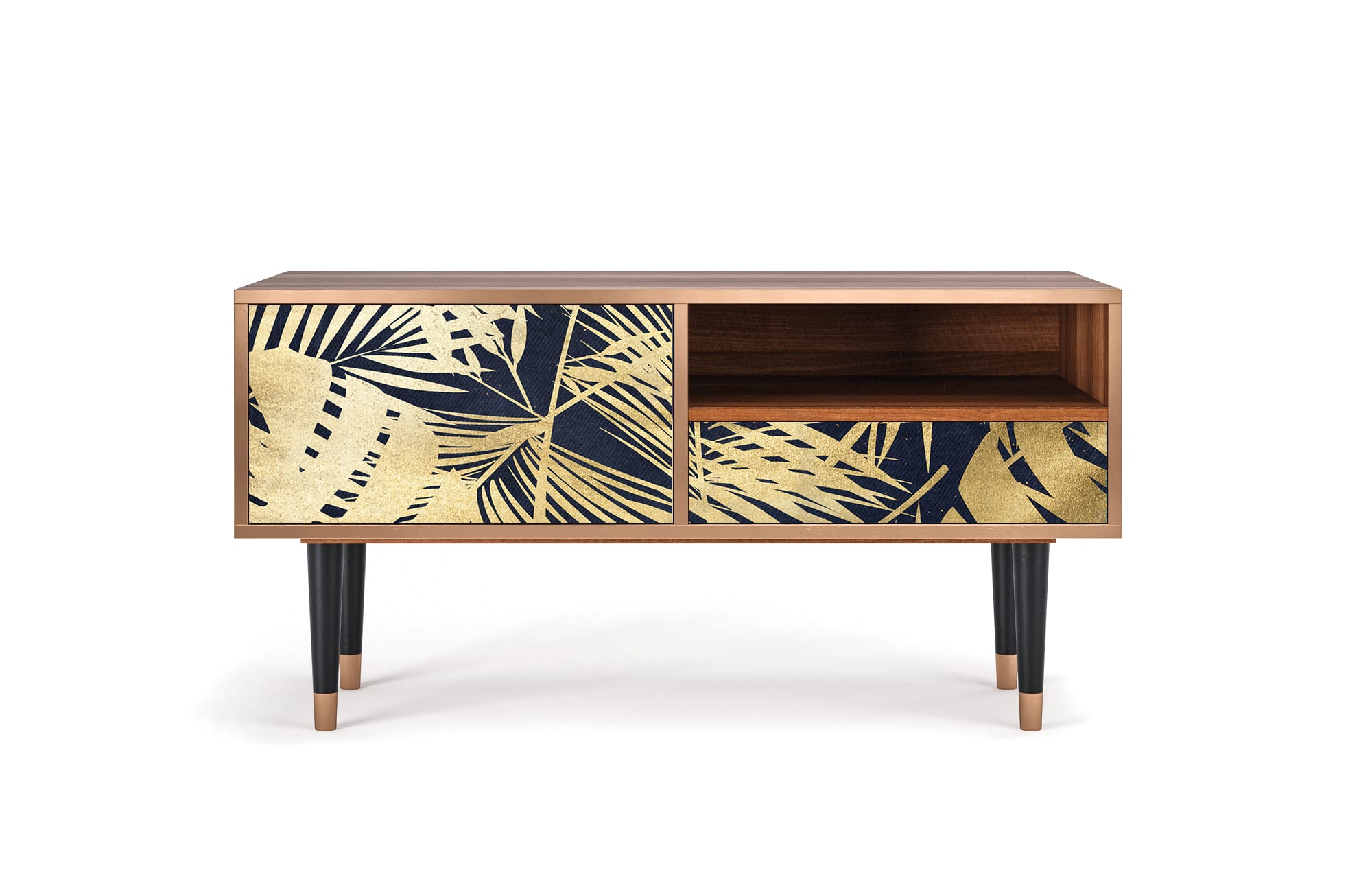 Meuble TV  bleu et jaune 1 tiroir et 1 porte L 115 cm