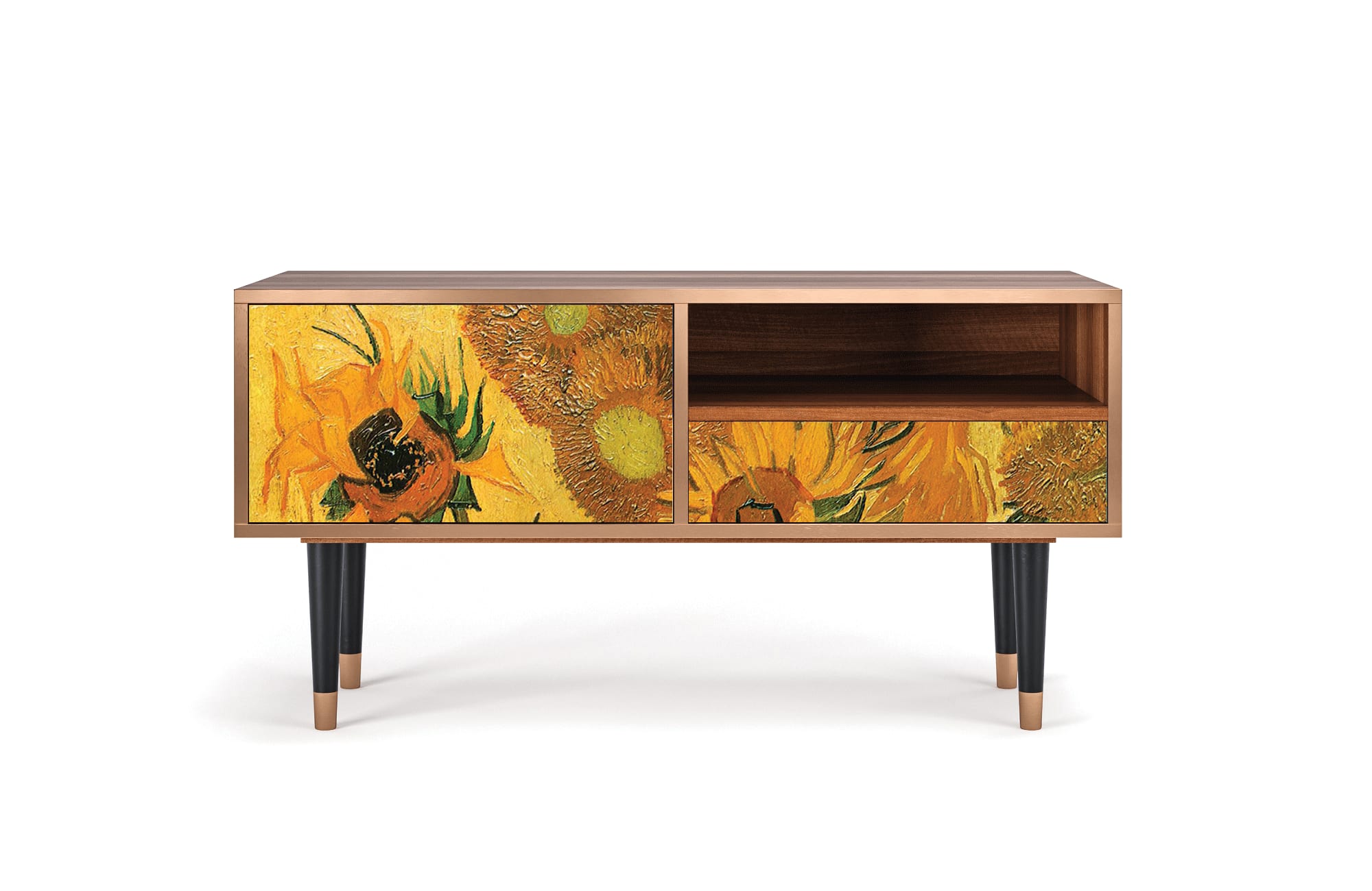 Meuble TV  jaune 1 tiroir et 1 porte L 115 cm