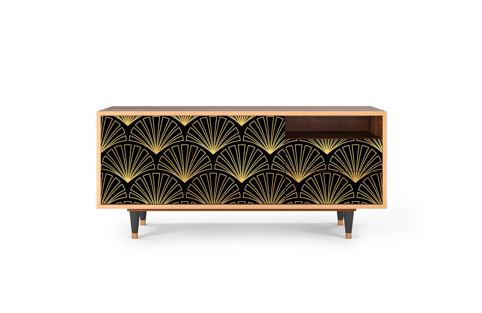 Meuble TV  noir 2 tiroirs et 2 portes L 125 cm