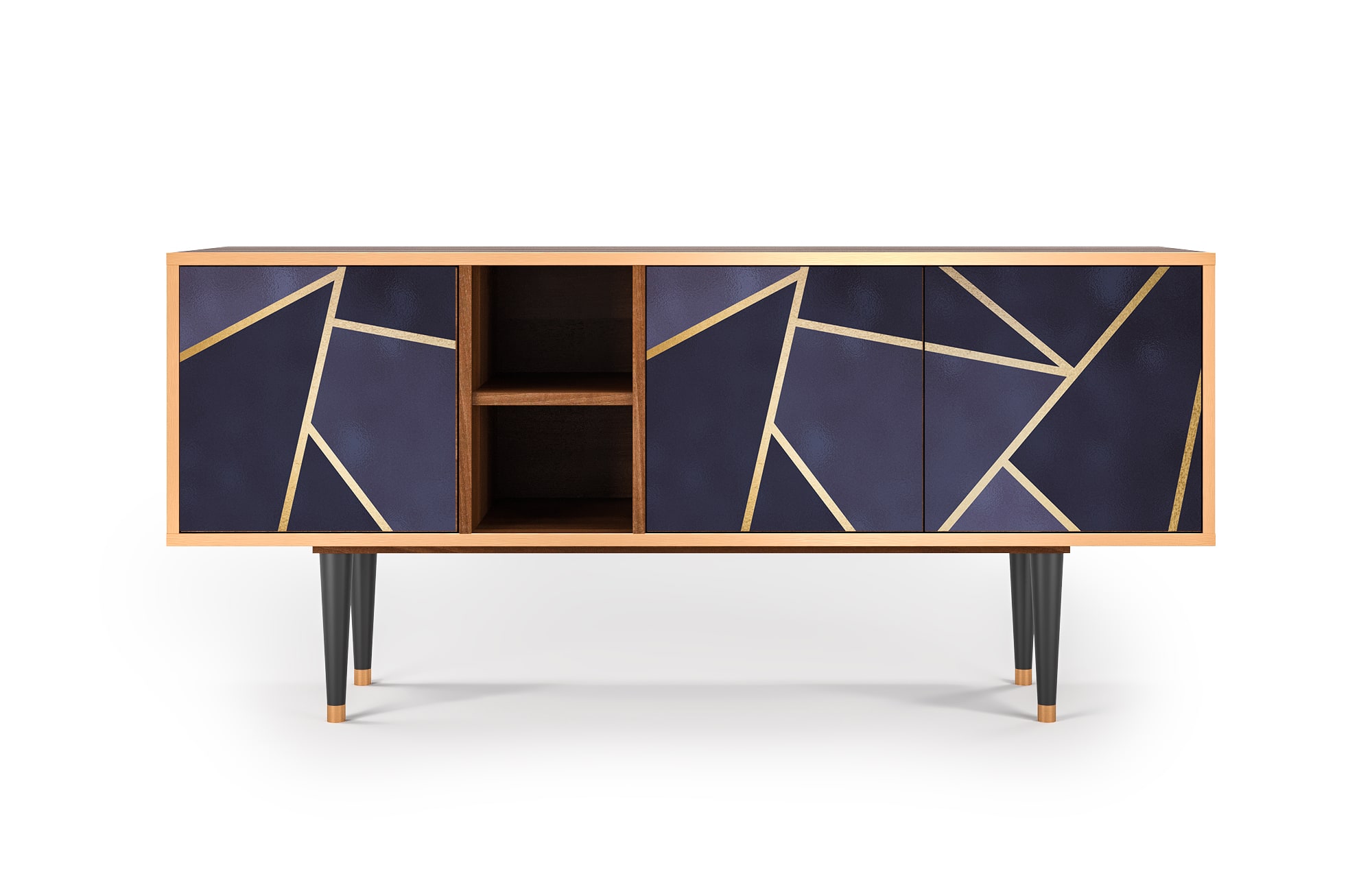 Meuble TV  bleu 3 tiroirs L 150 cm