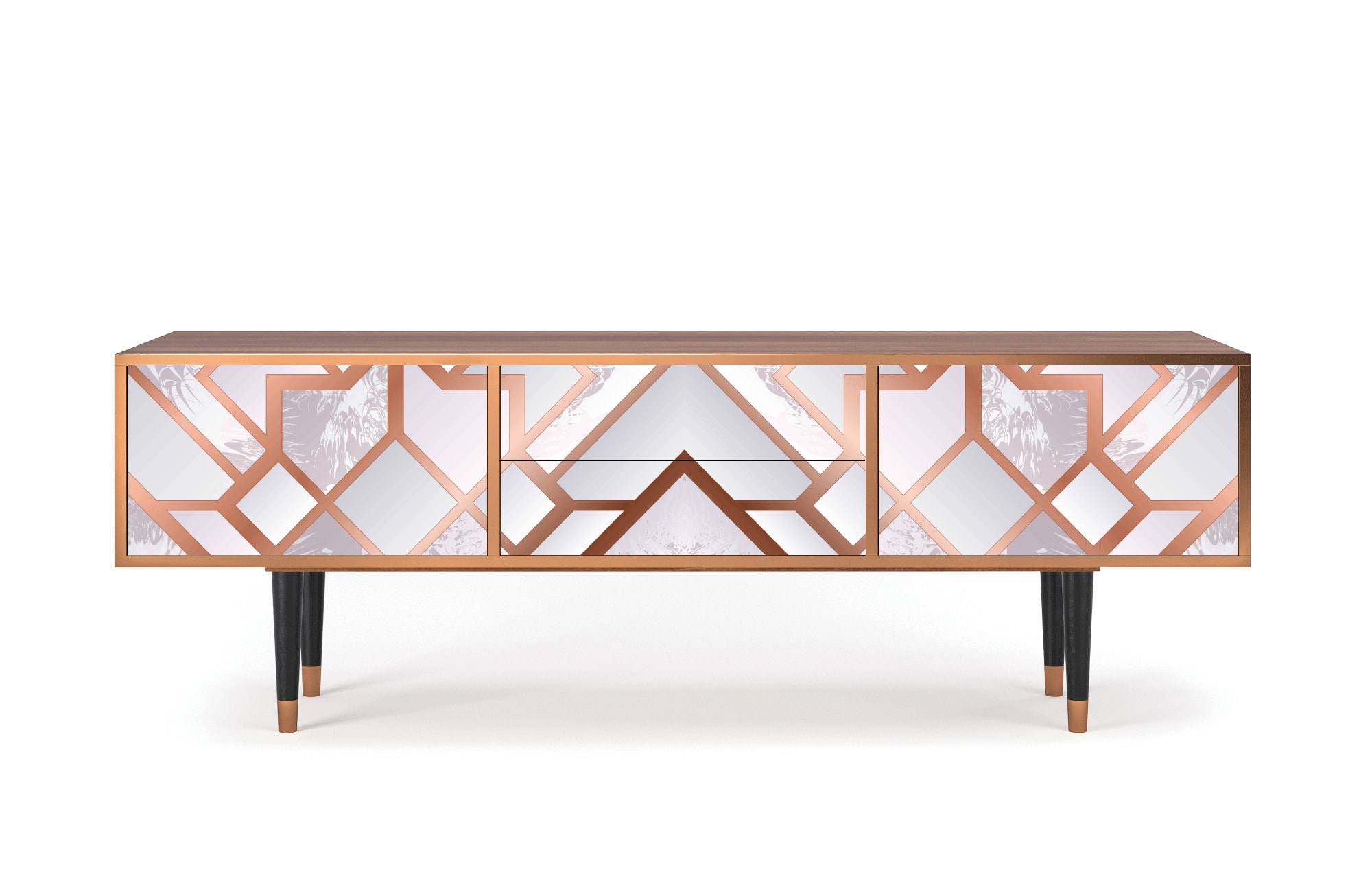 Meuble TV  rose clair 2 tiroirs et 2 portes L 170 cm